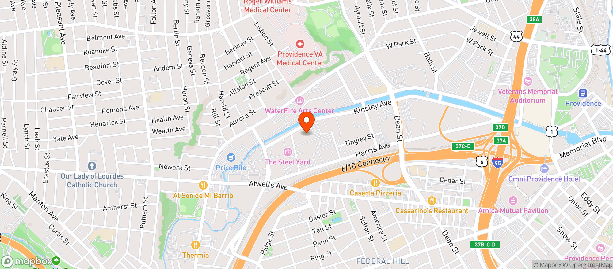 Map showing New Harvest Coffee & Spirits