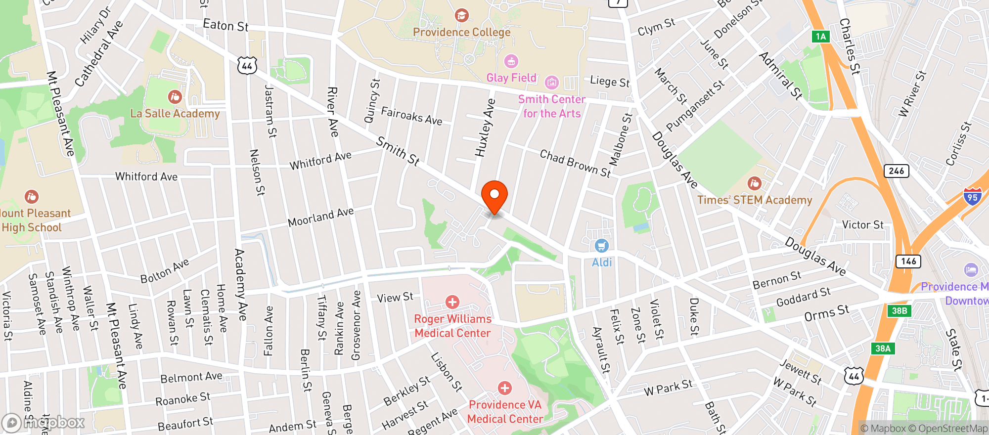 Map showing Elmhurst Pub