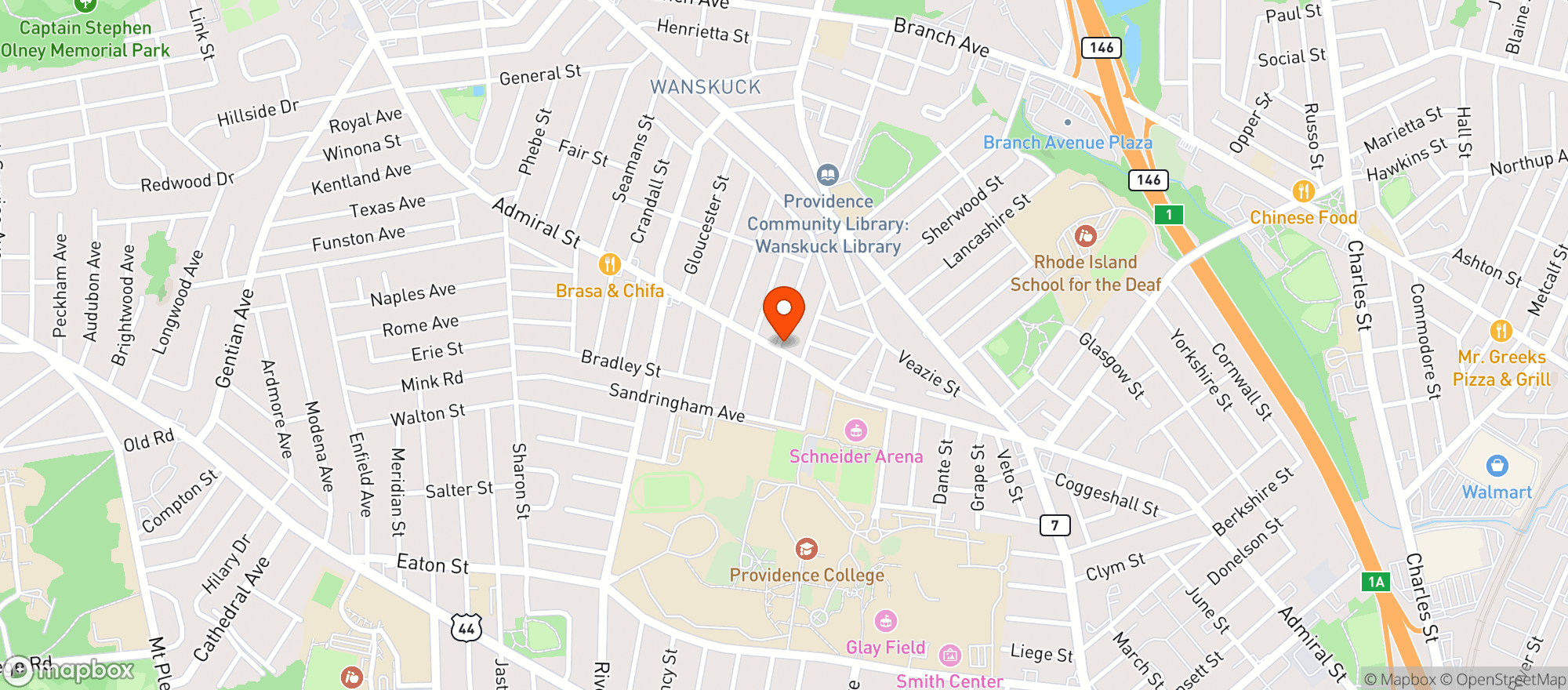 Map showing Bradley Cafe