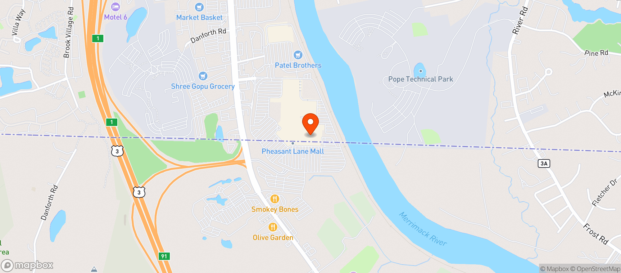 Map showing Burtons Grill