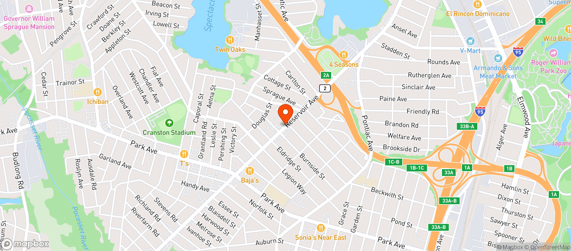 Map showing Rhode Island Wine & Spirits