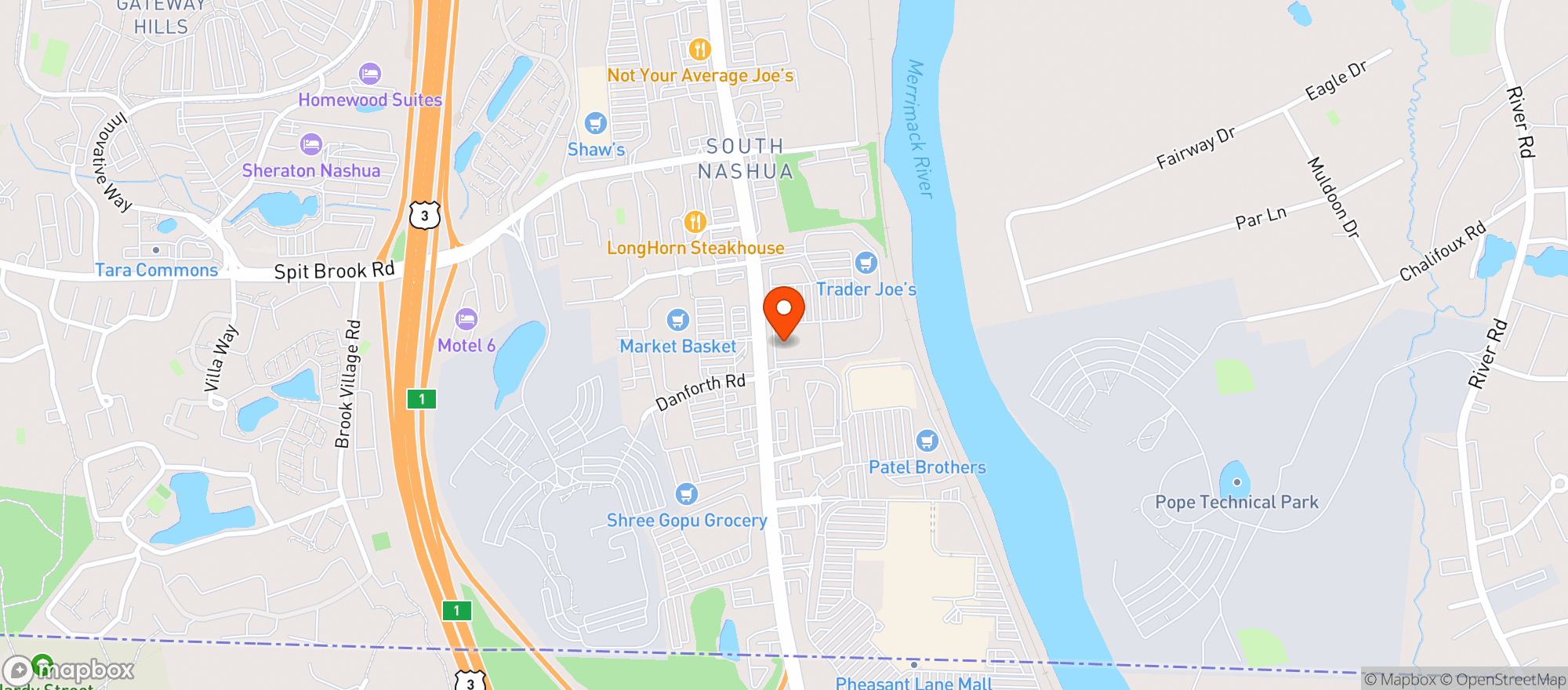 Map showing Vitamin Shoppe - Nashua