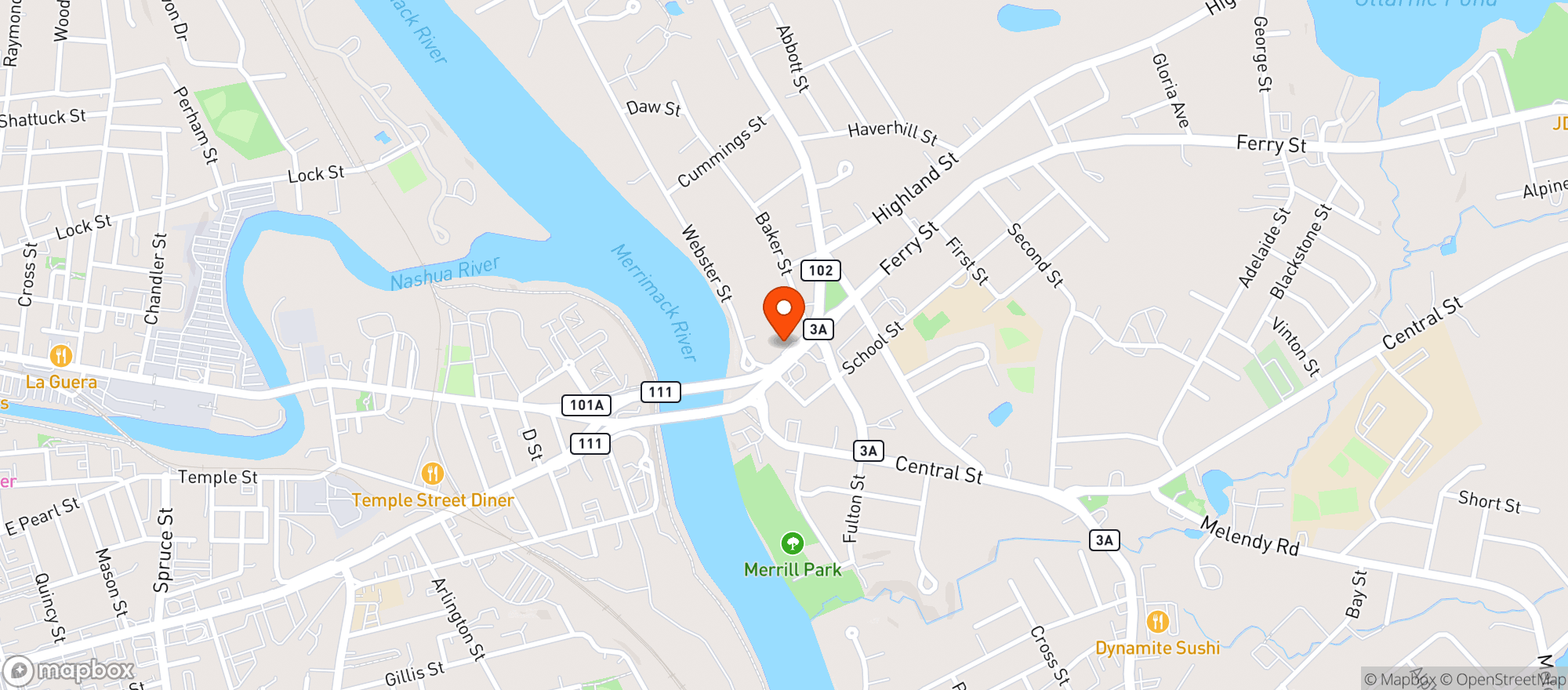 Map showing Hudson Bridge Express