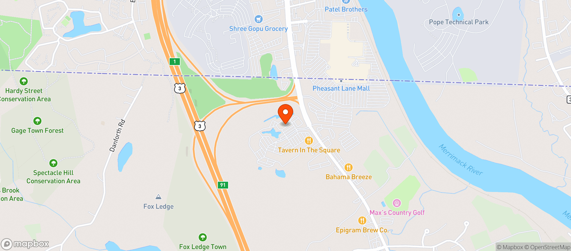 Map showing Amc Tyngsboro 12