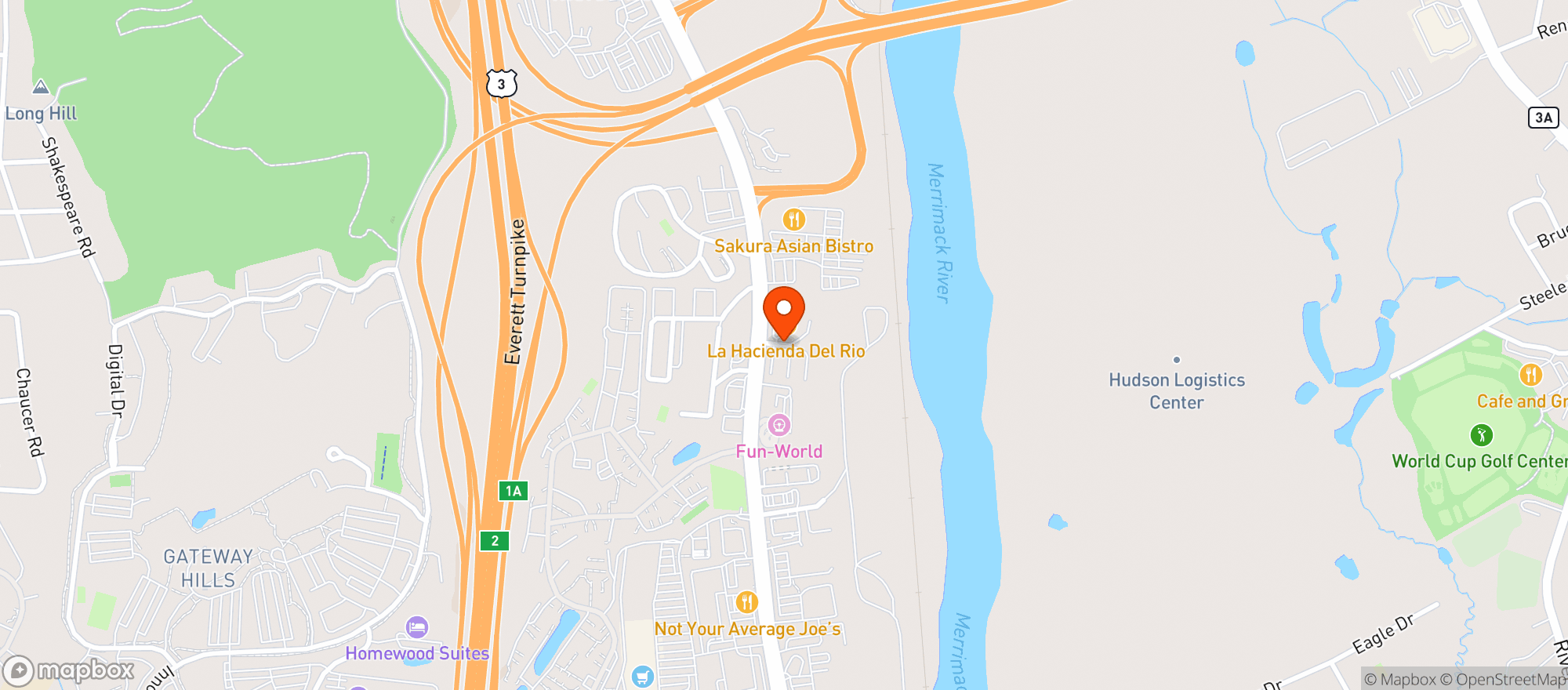 Map showing La Hacienda