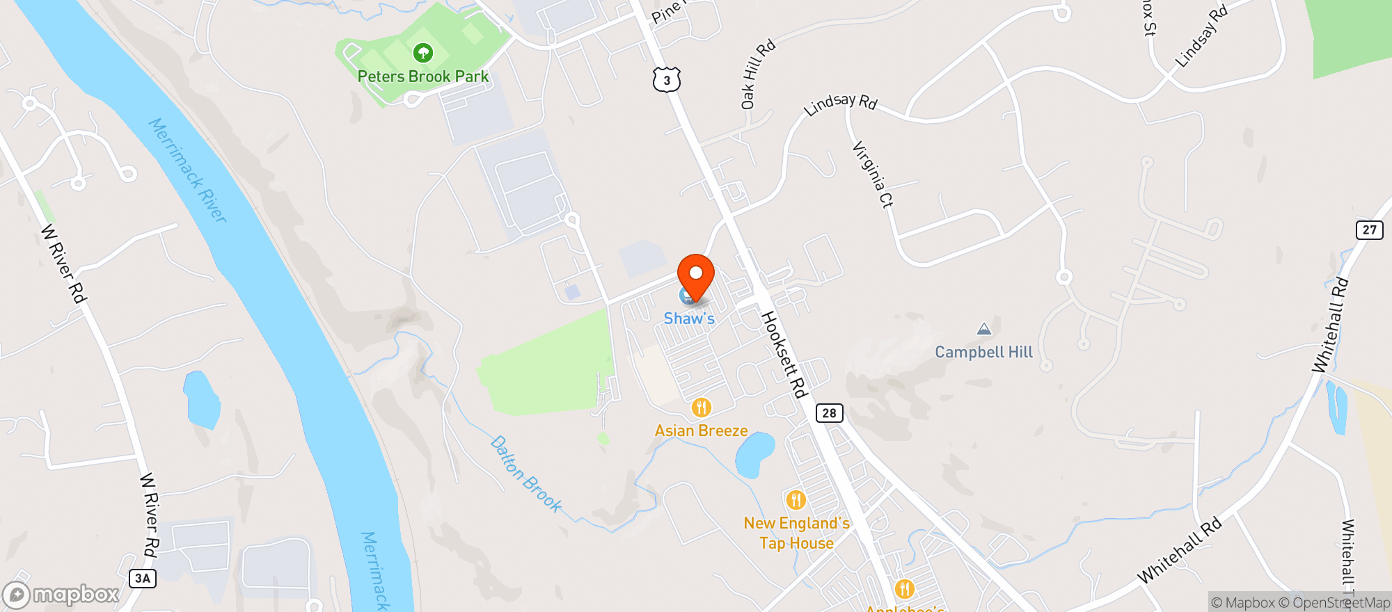 Map showing Shaws