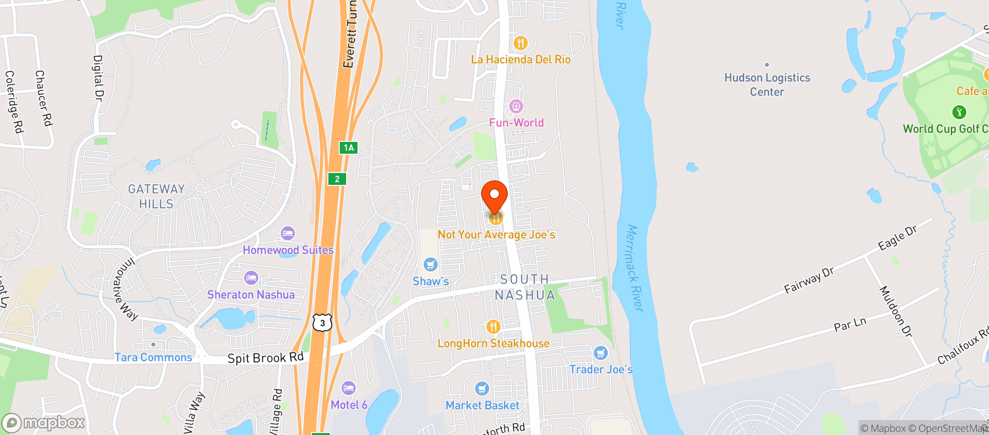 Map showing Not Your Average Joes