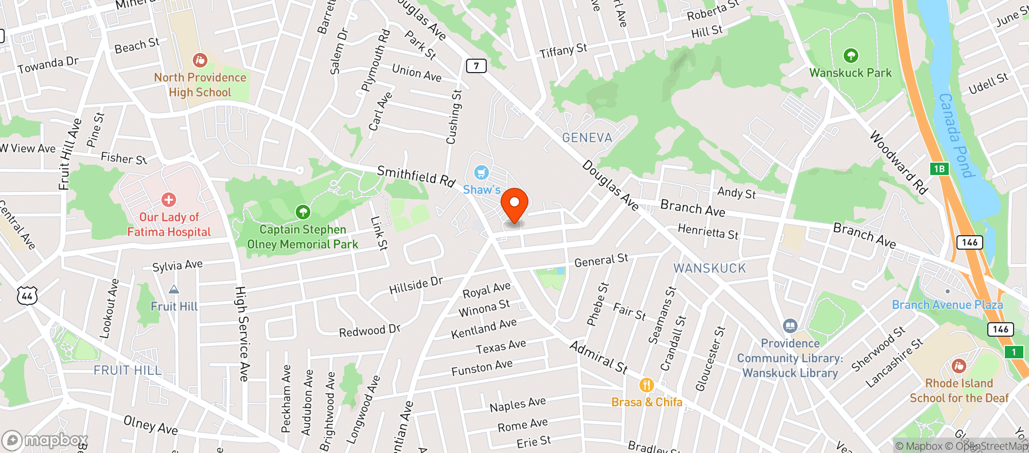 Map showing Tonys Liquors