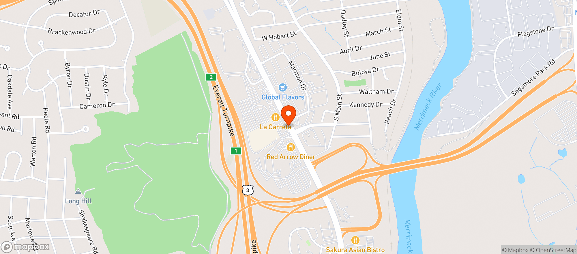 Map showing La Carreta