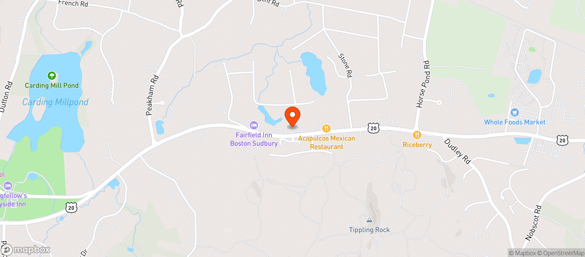 Map showing Bullfinches Restaurant