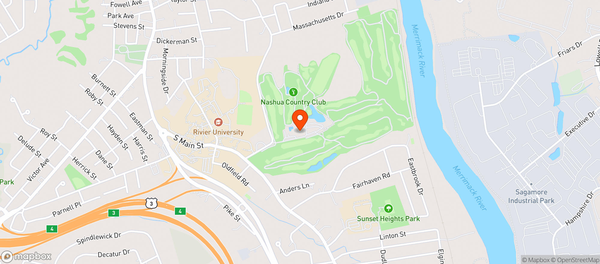 Map showing Nashua Country Club