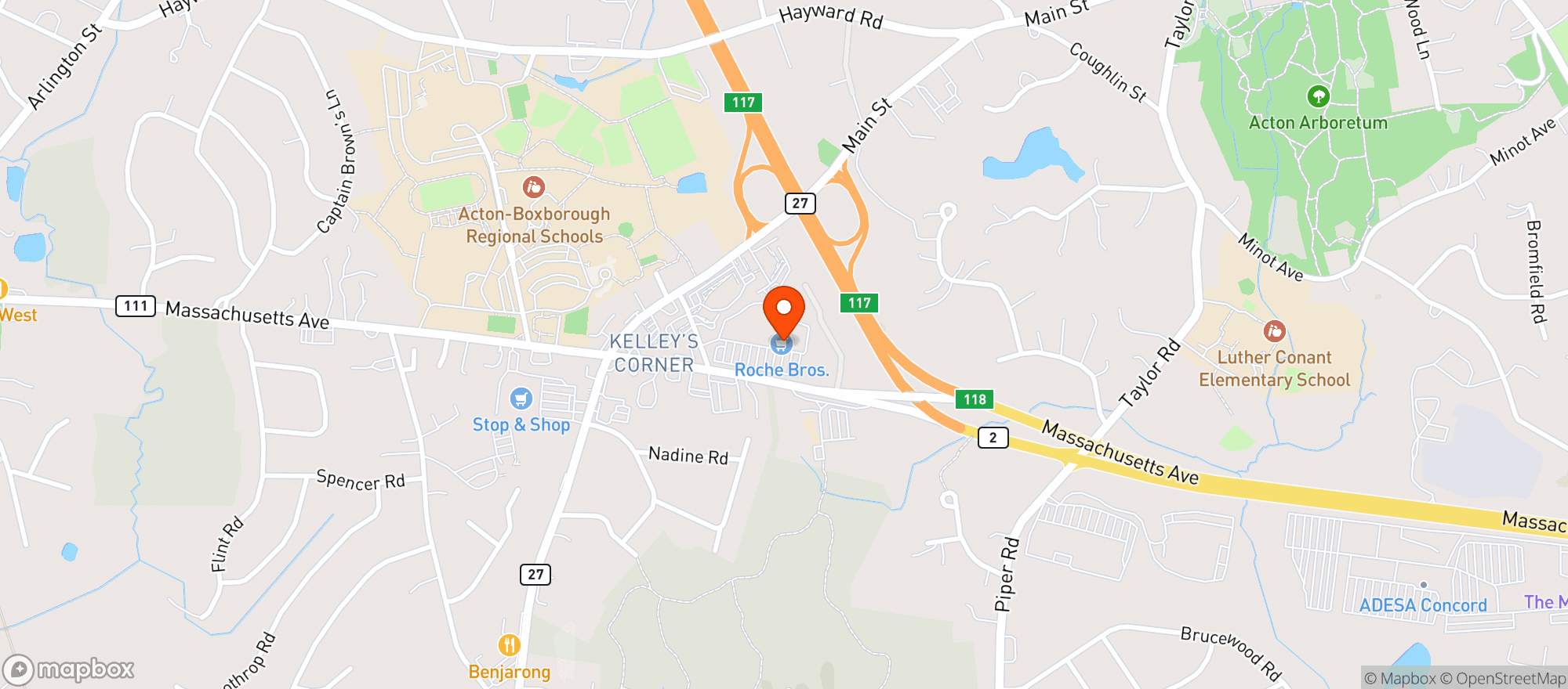 Map showing Roche Bros Non Alc