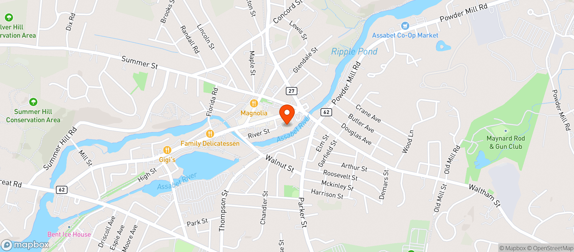 Map showing Rise - Maynard