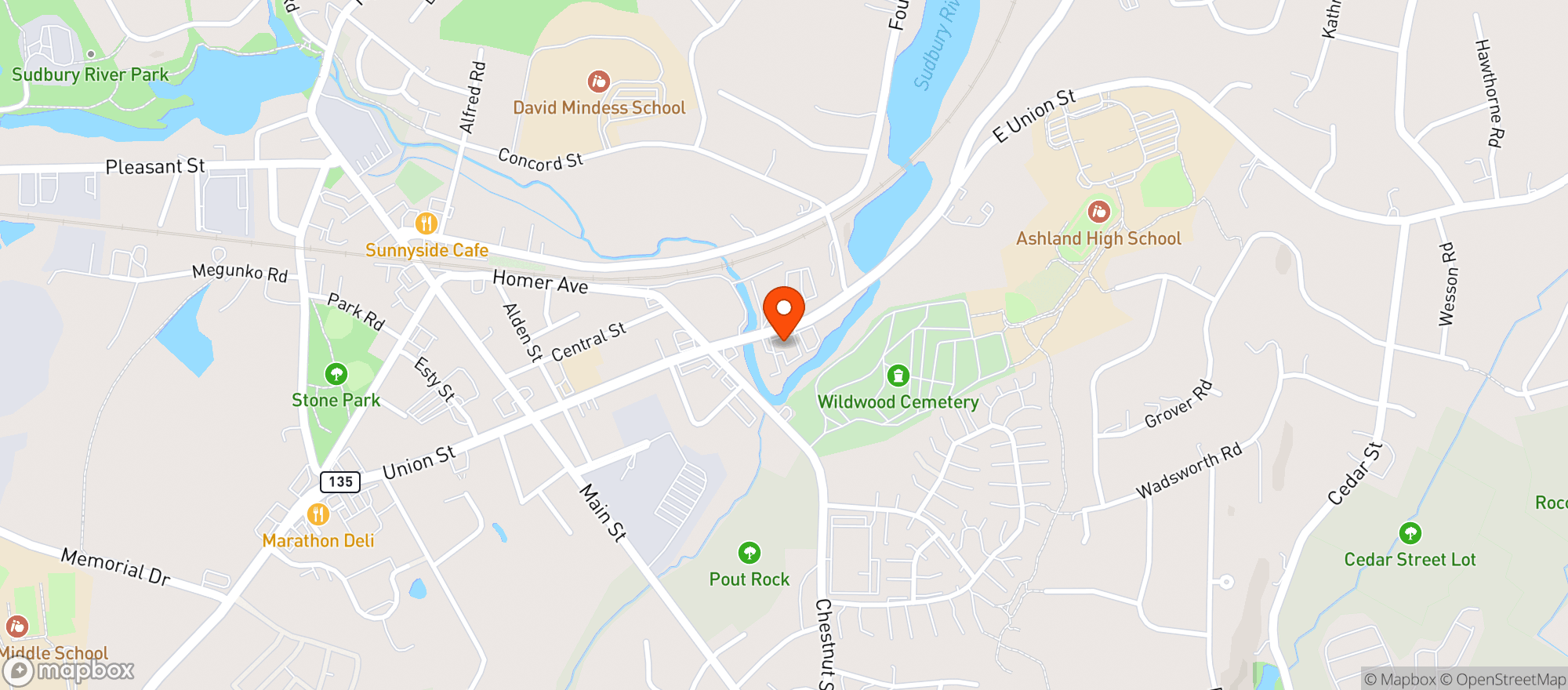 Map showing Clocktown Package Store