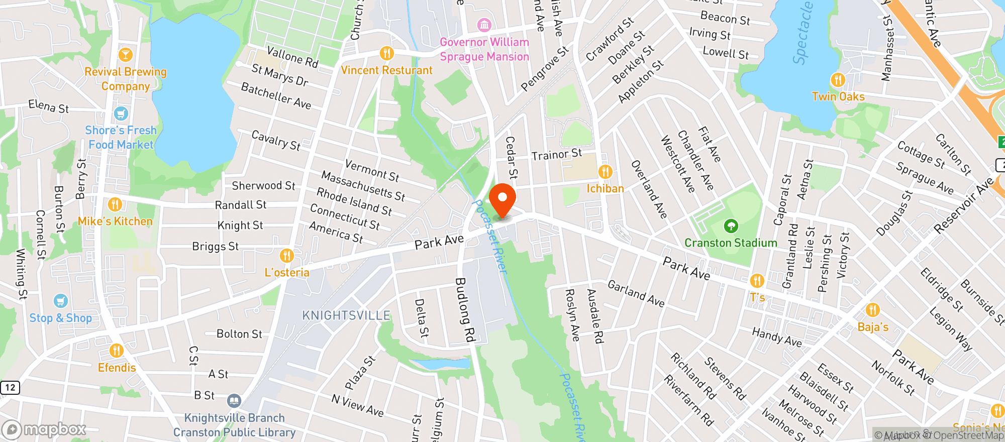 Map showing Cranston Wine & Spirits