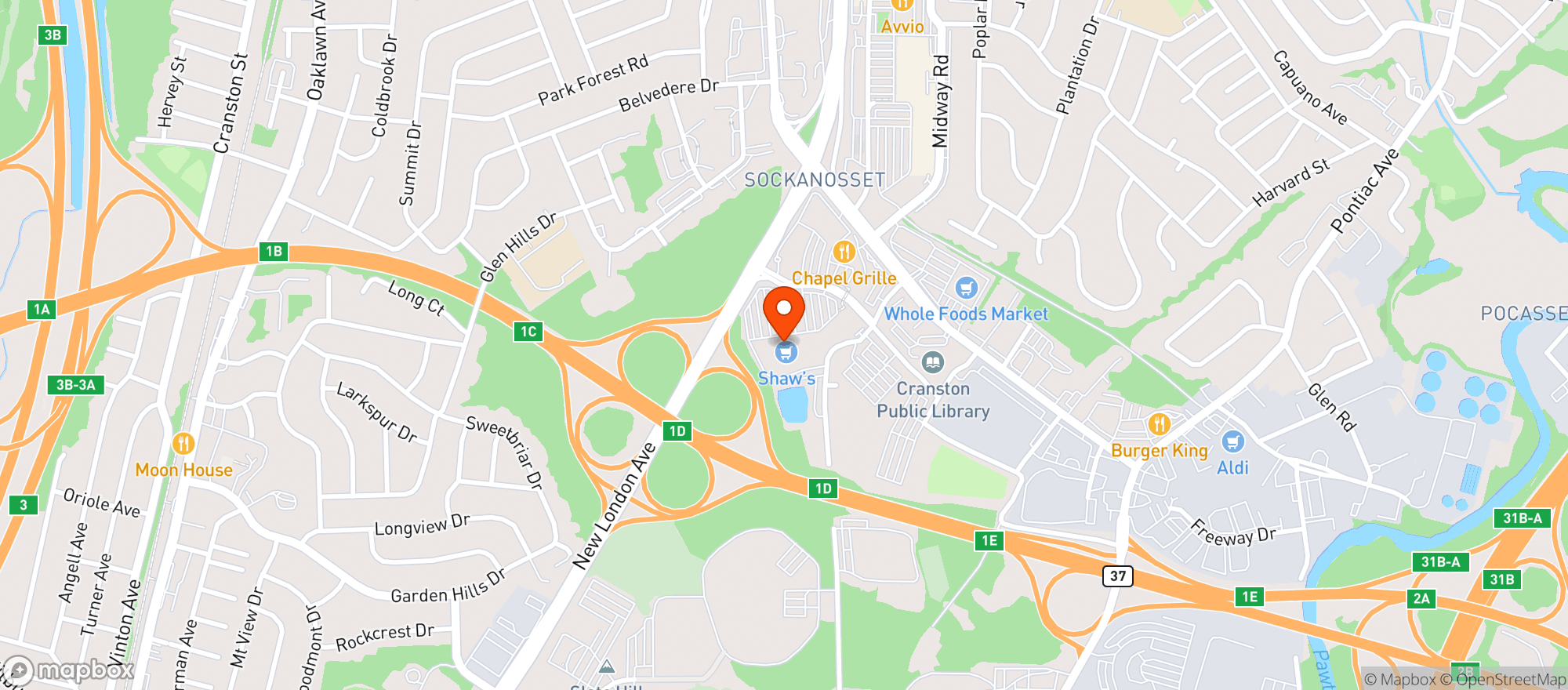 Map showing Shaws - 00625 - Cranston