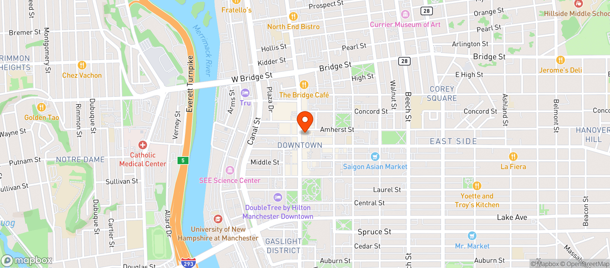 Map showing Boards & Brews