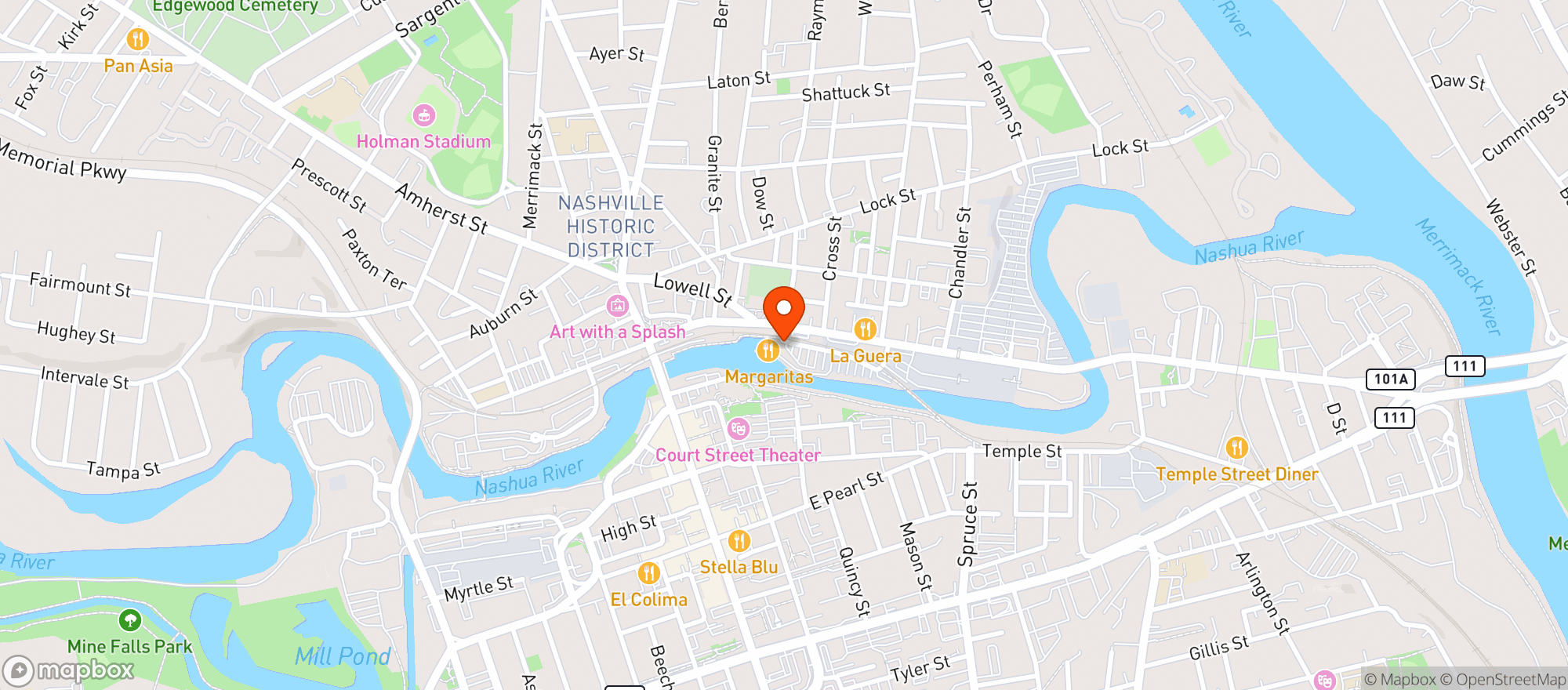 Map showing Margaritas Mexican Restaurant