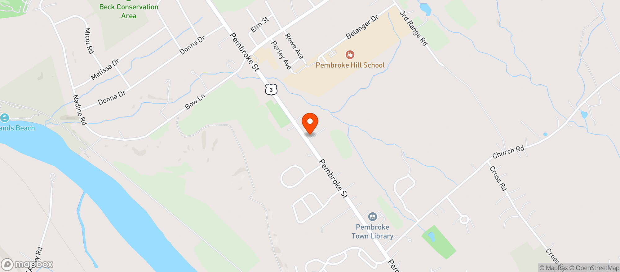 Map showing Cavern Sports Bar & Grill