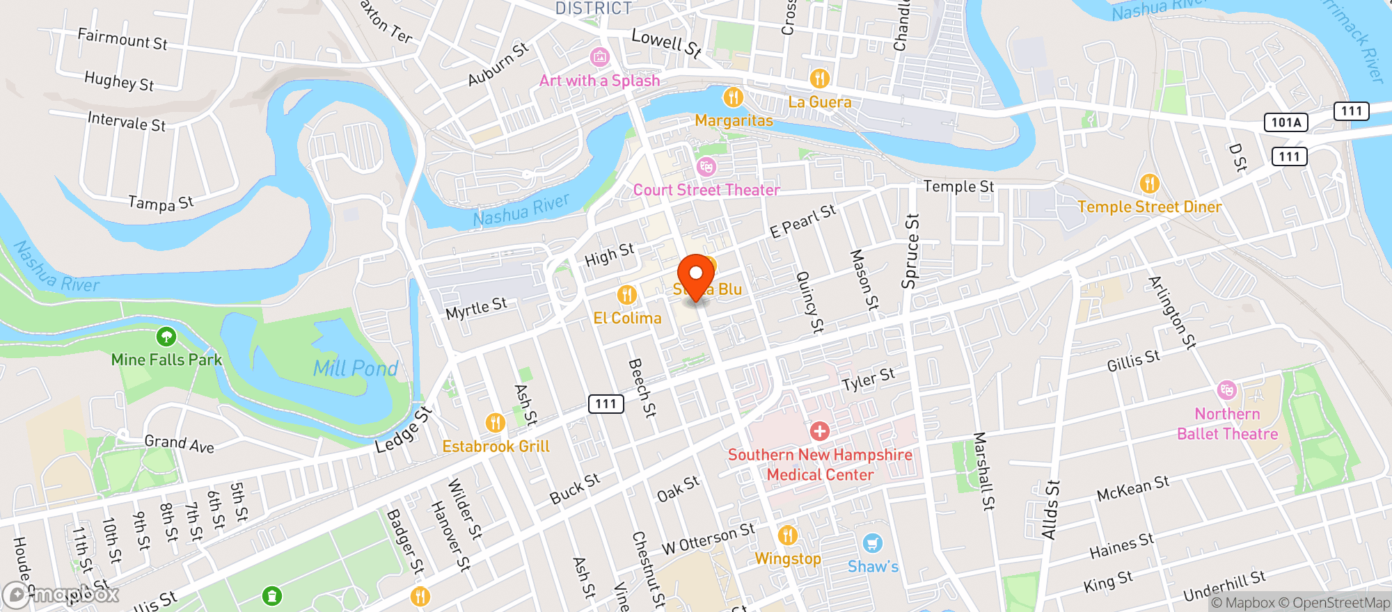 Map showing Shaws