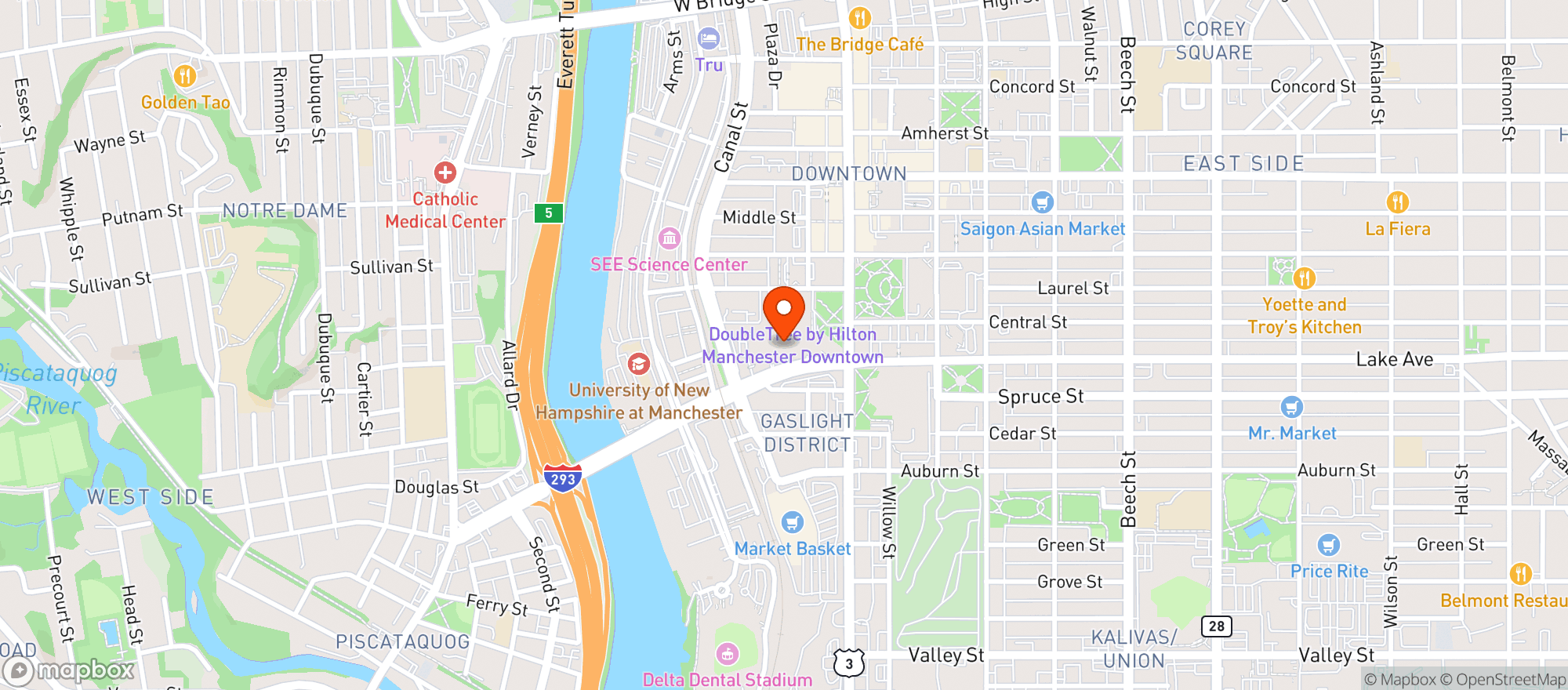 Map showing Doubletree Hotel