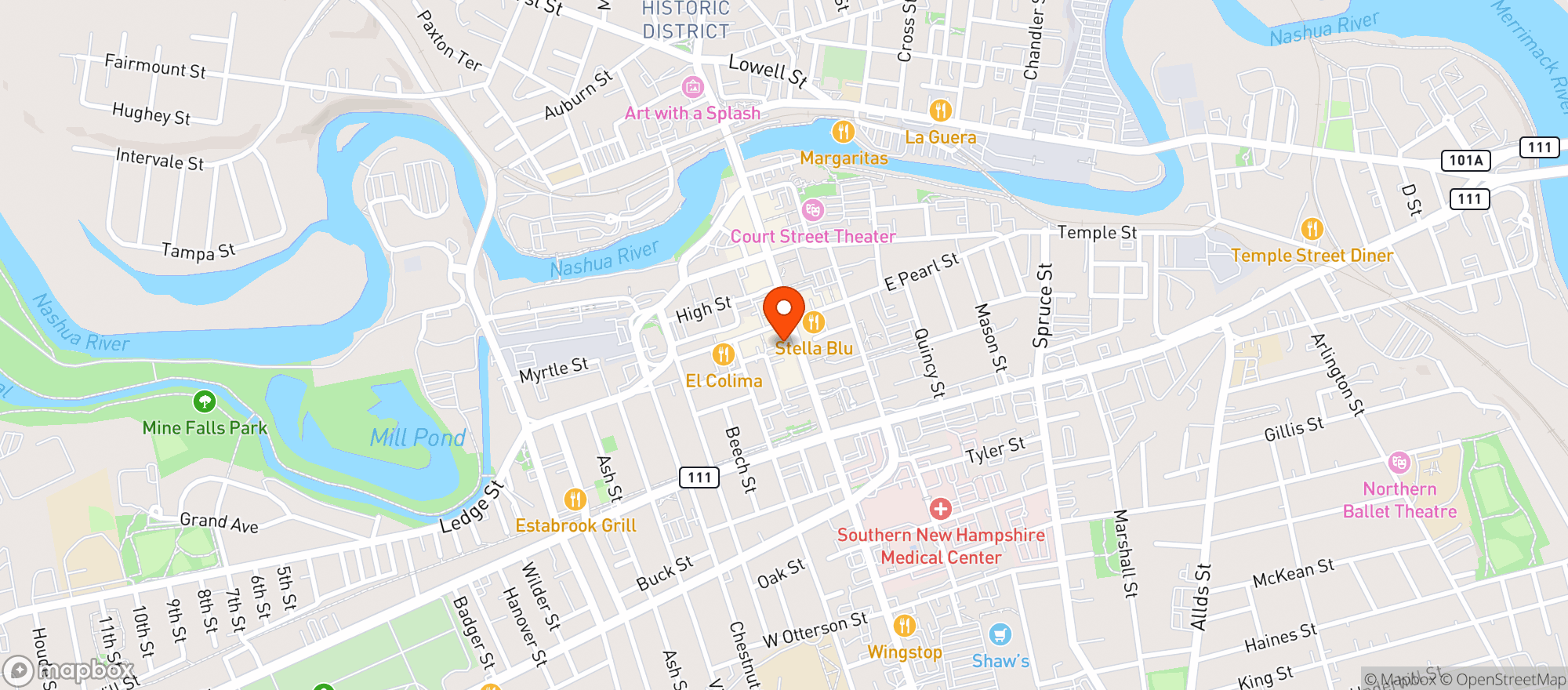 Map showing Surf Restaurants Inc