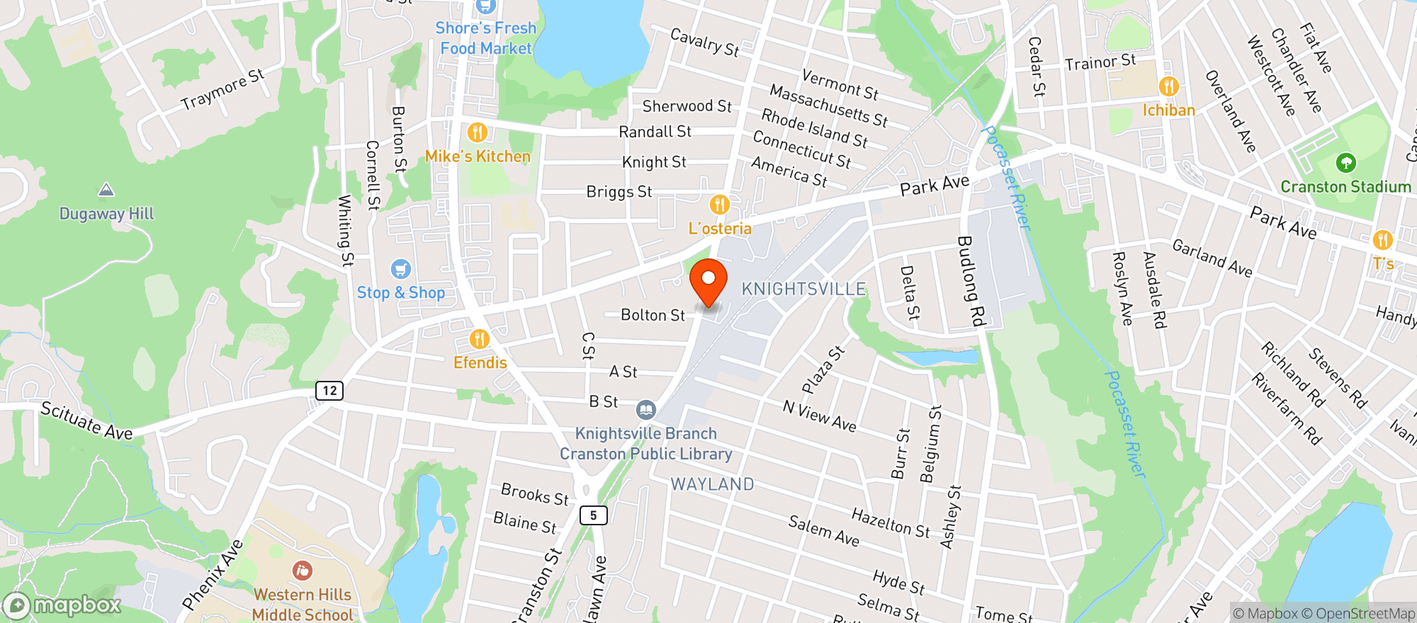 Map showing A & T Casali Liquor