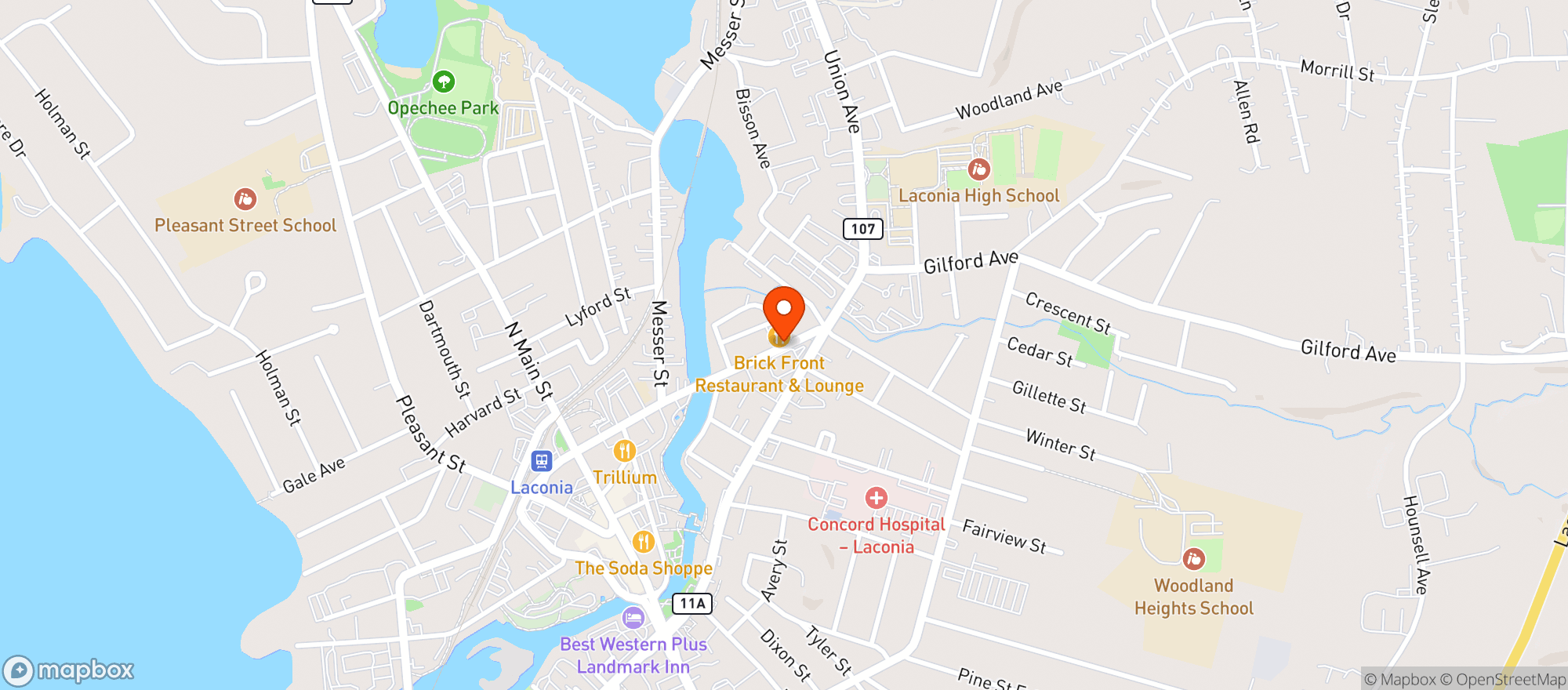 Map showing Brick Front Restaurant