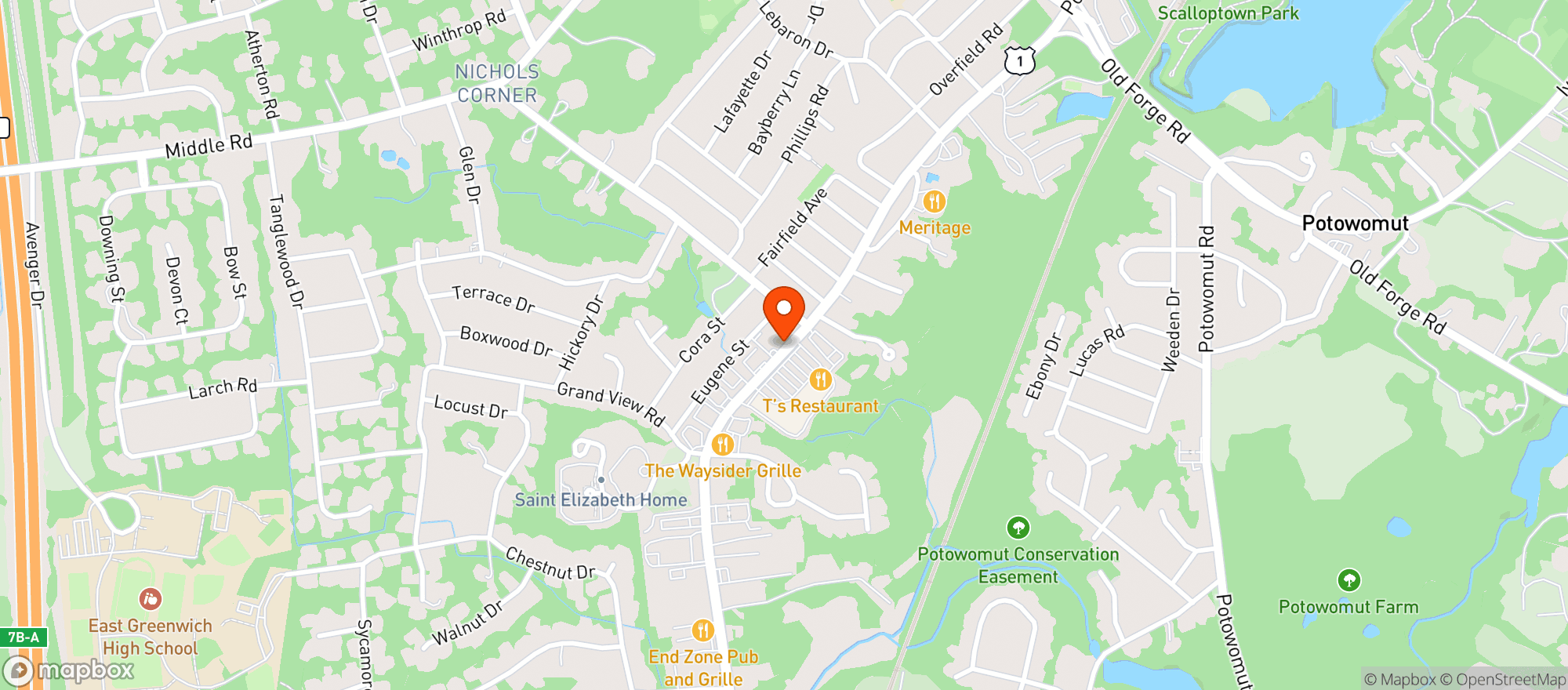 Map showing Jasons Restaurant & Sushi Bar