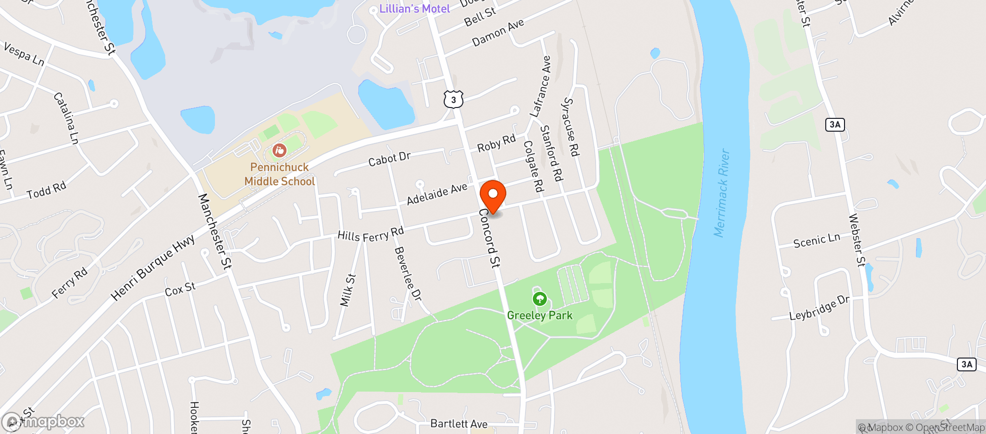 Map showing Kirkpatricks Corner