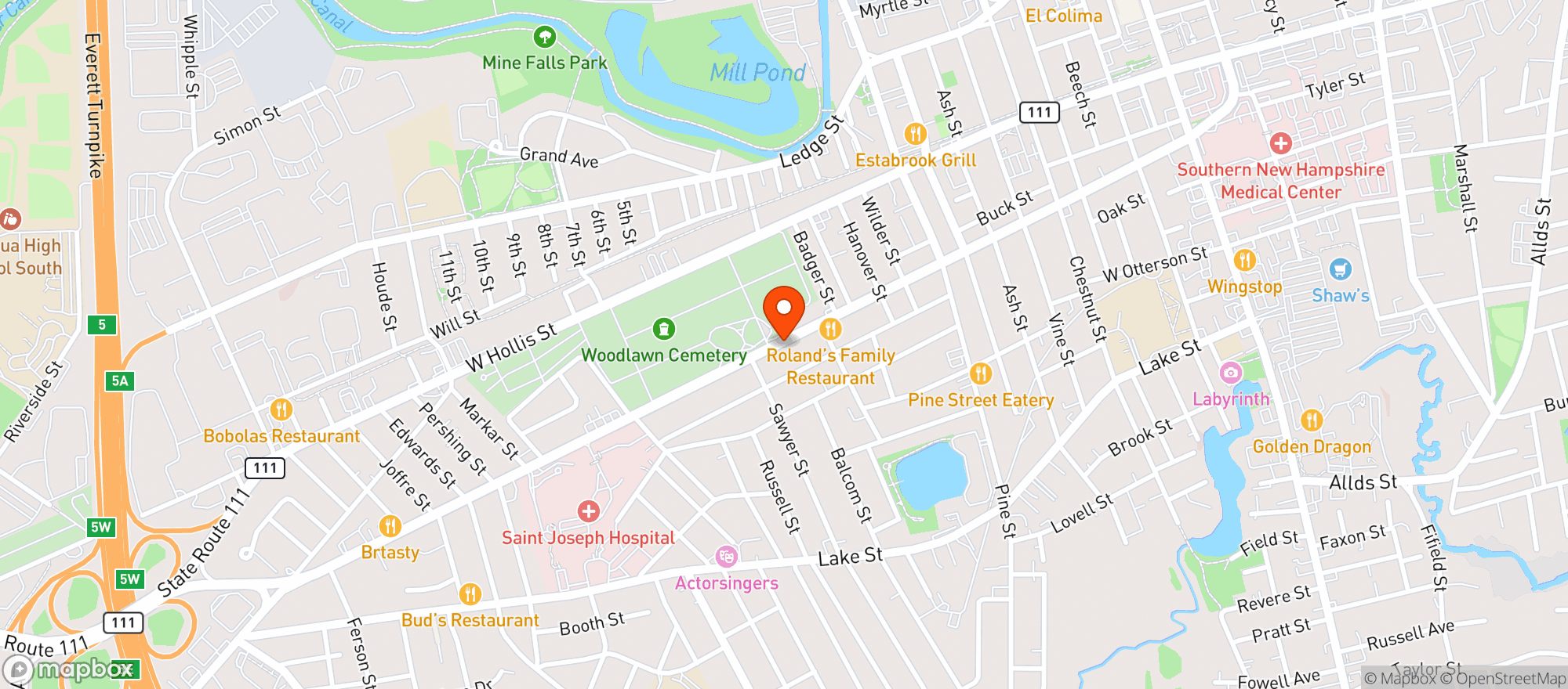 Map showing Kinsley House Of Pizza