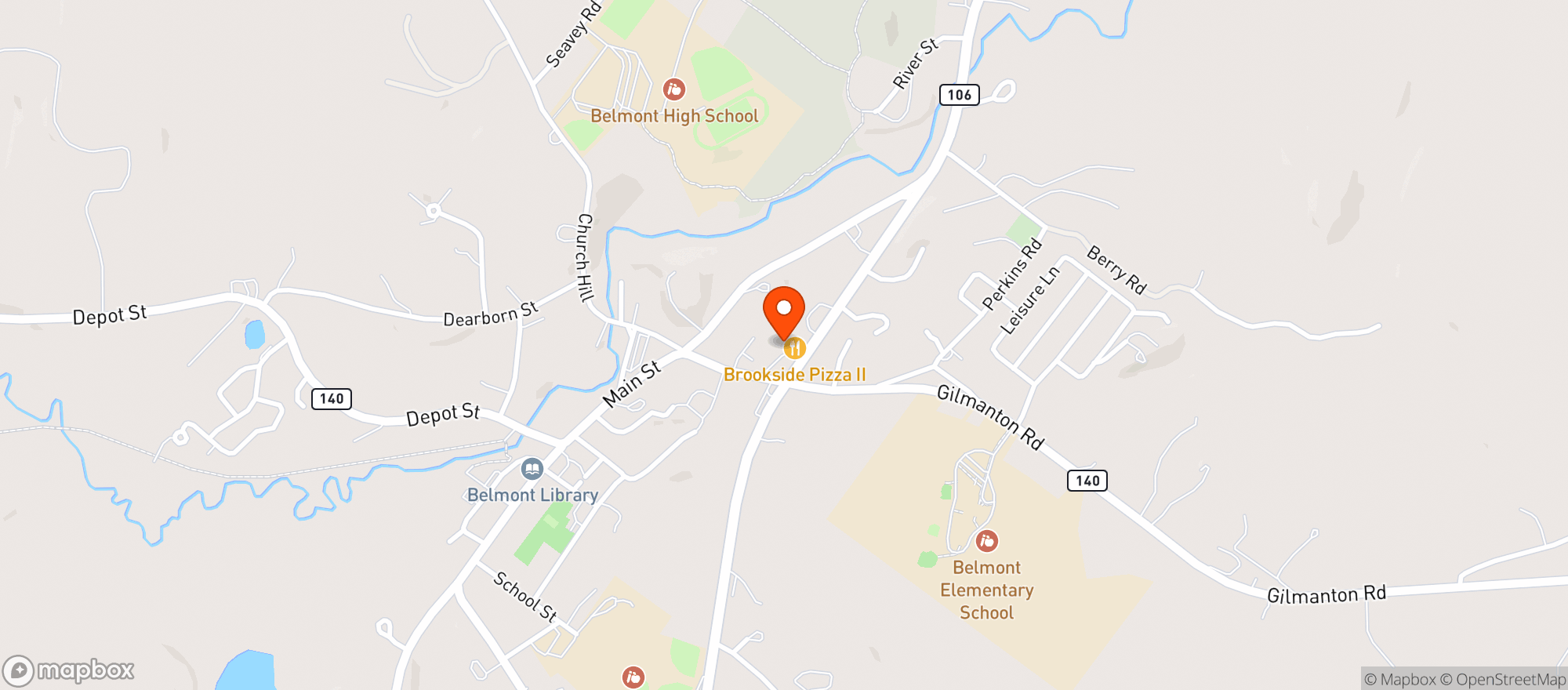 Map showing Brookside Hse Of Pizza Ii