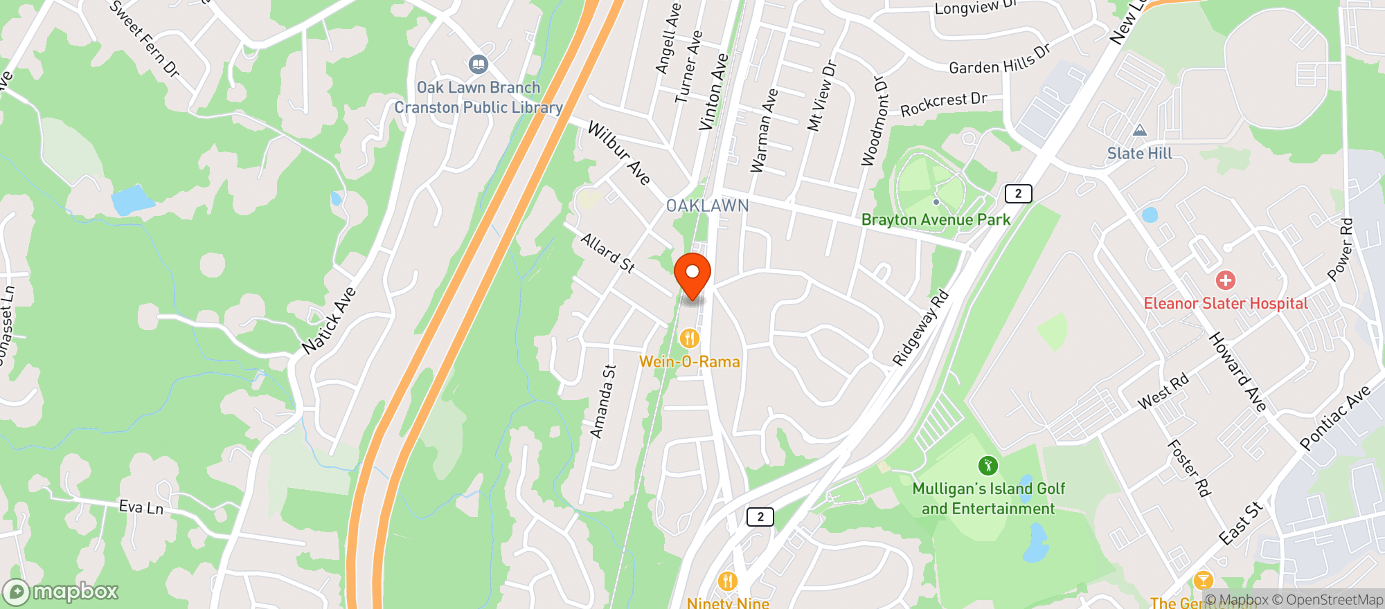 Map showing J & J Gasbarro Oaklawn Liquor
