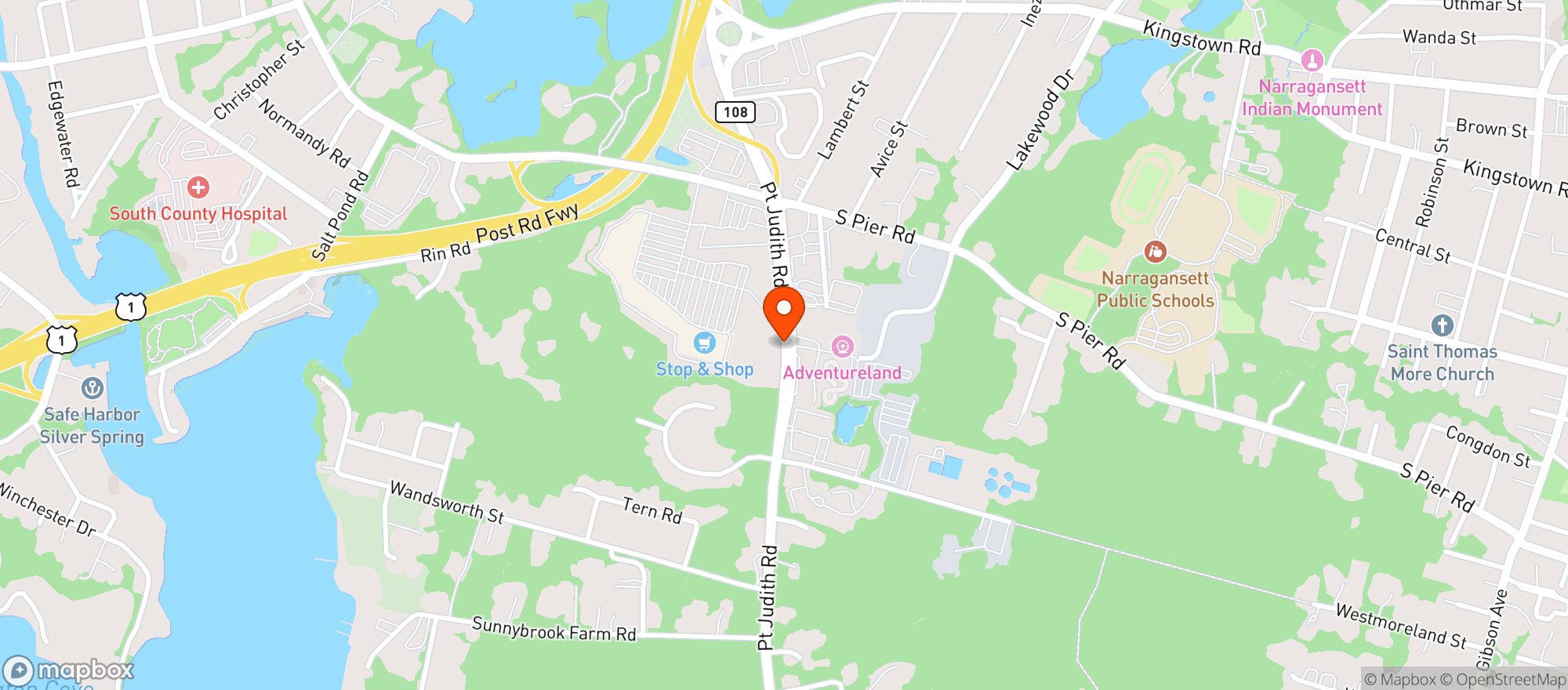 Map showing STOP & SHOP (91 POINT JUDITH ROAD)