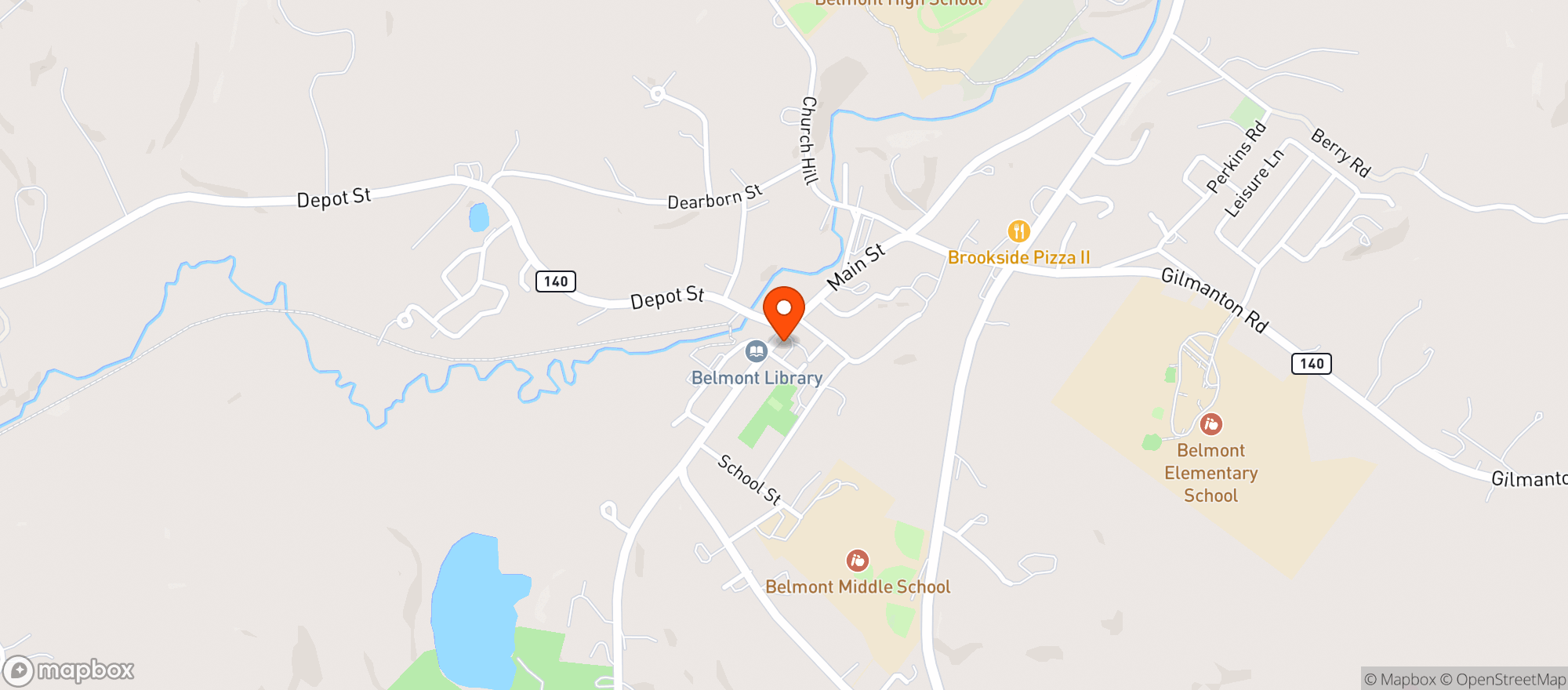 Map showing Belmont Village Store