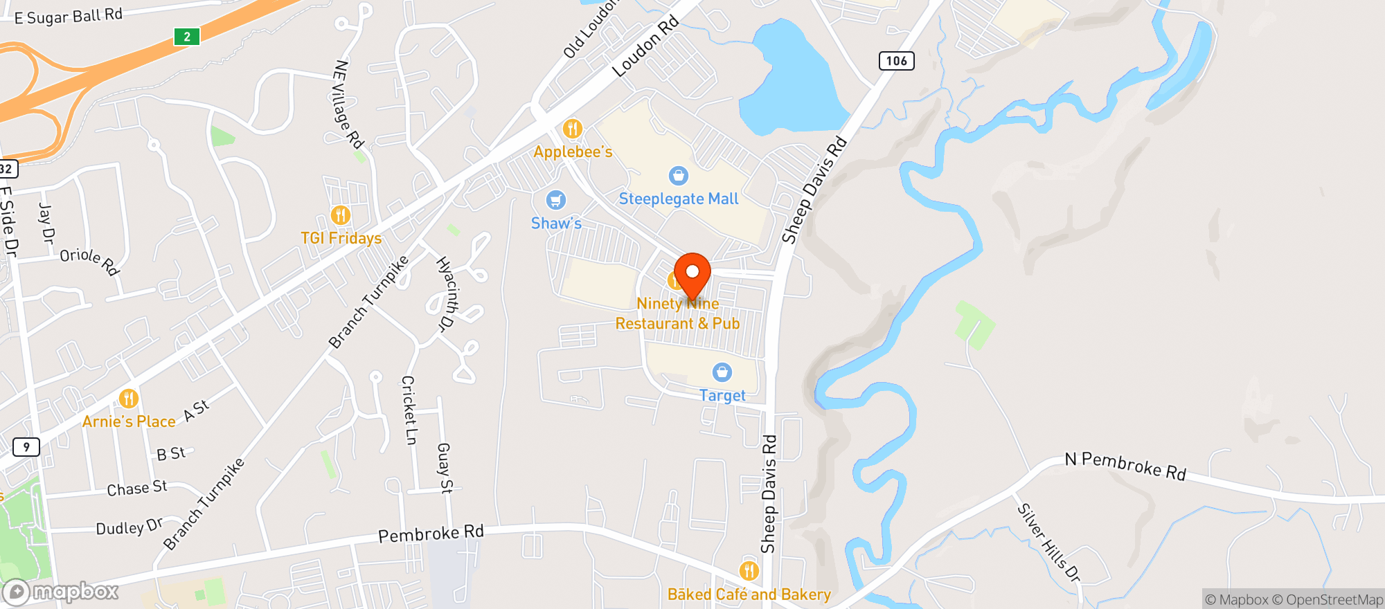 Map showing Target Store