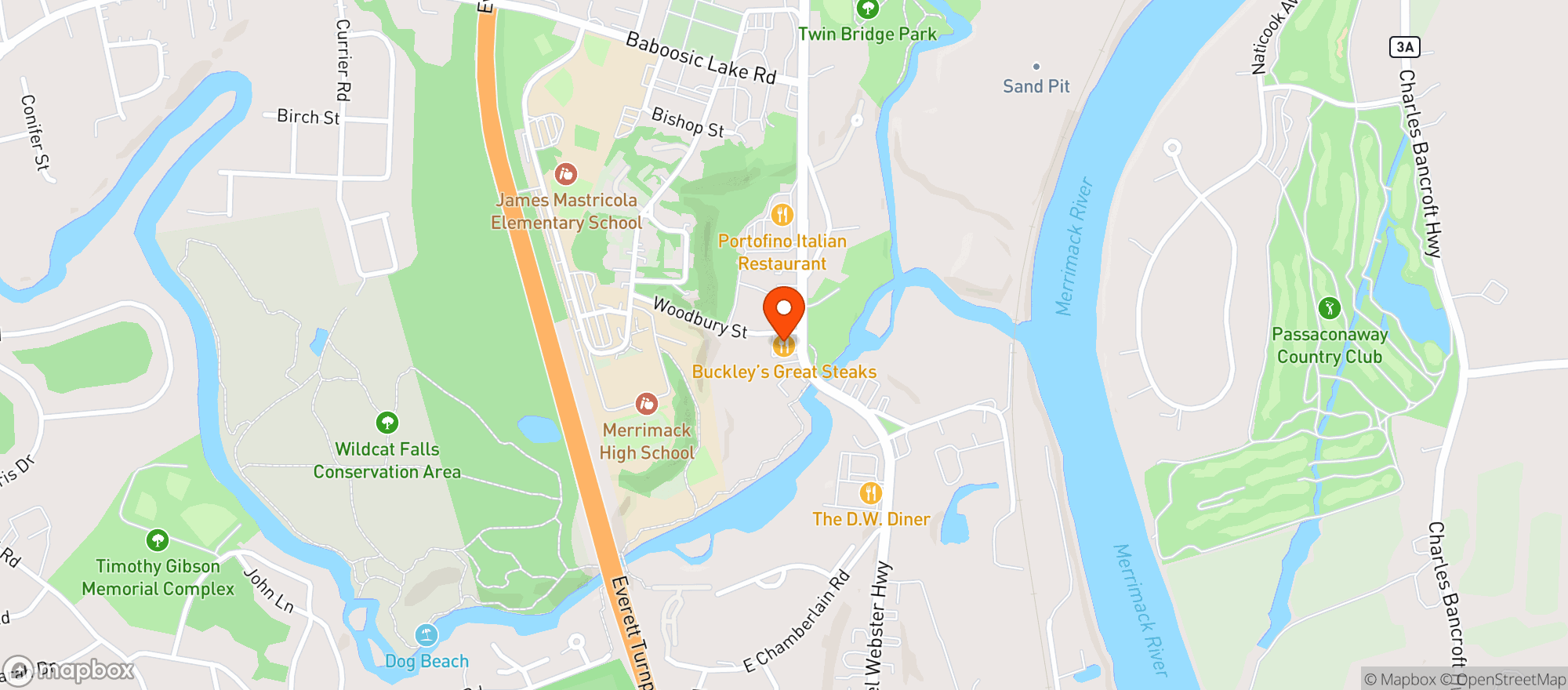Map showing Buckleys Great Steaks