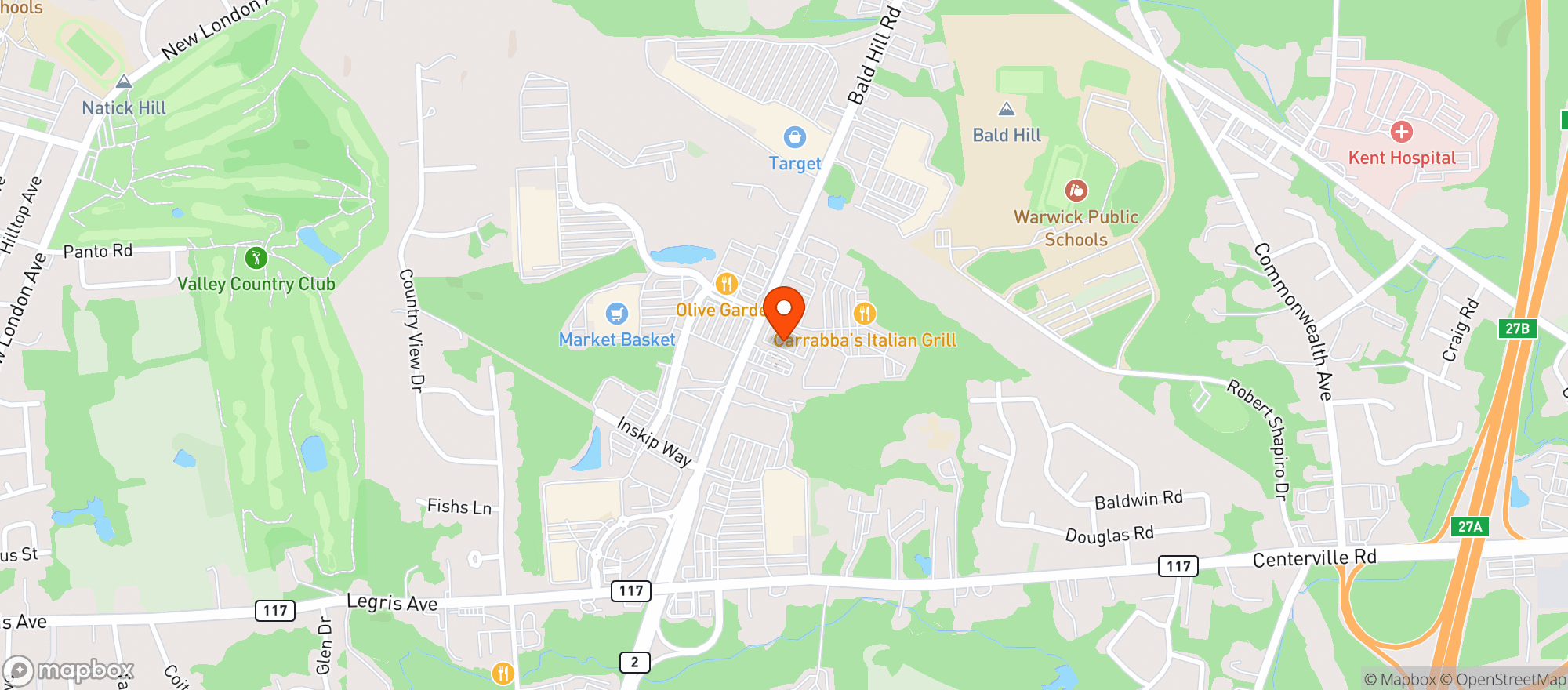 Map showing Vitamin Shoppe - Warwick
