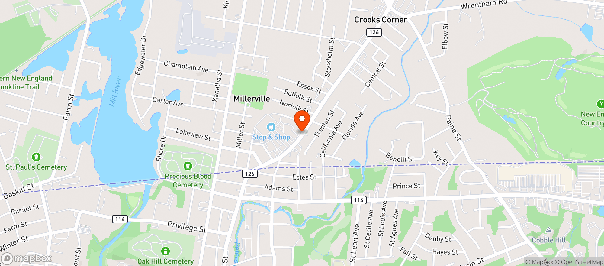 Map showing Dennys Liquors