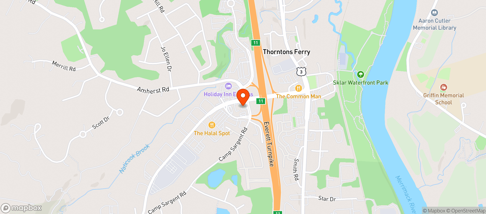 Map showing Merrimack Food Mart