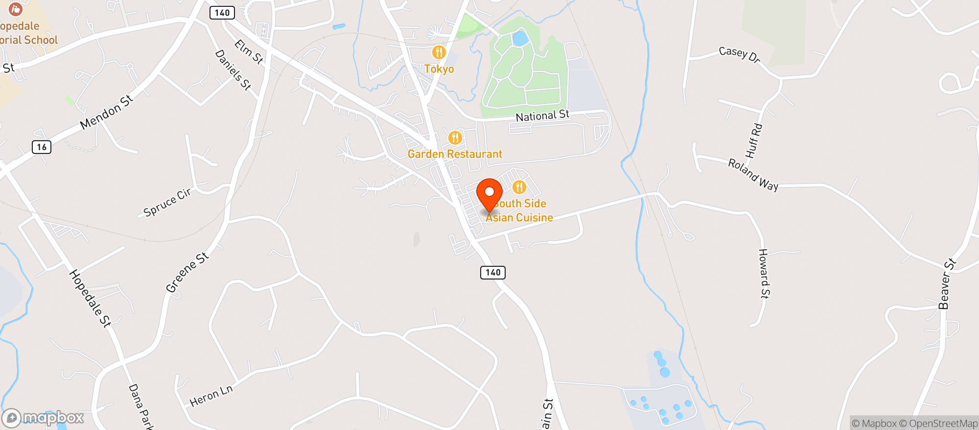Map showing Southside Bar & Grill