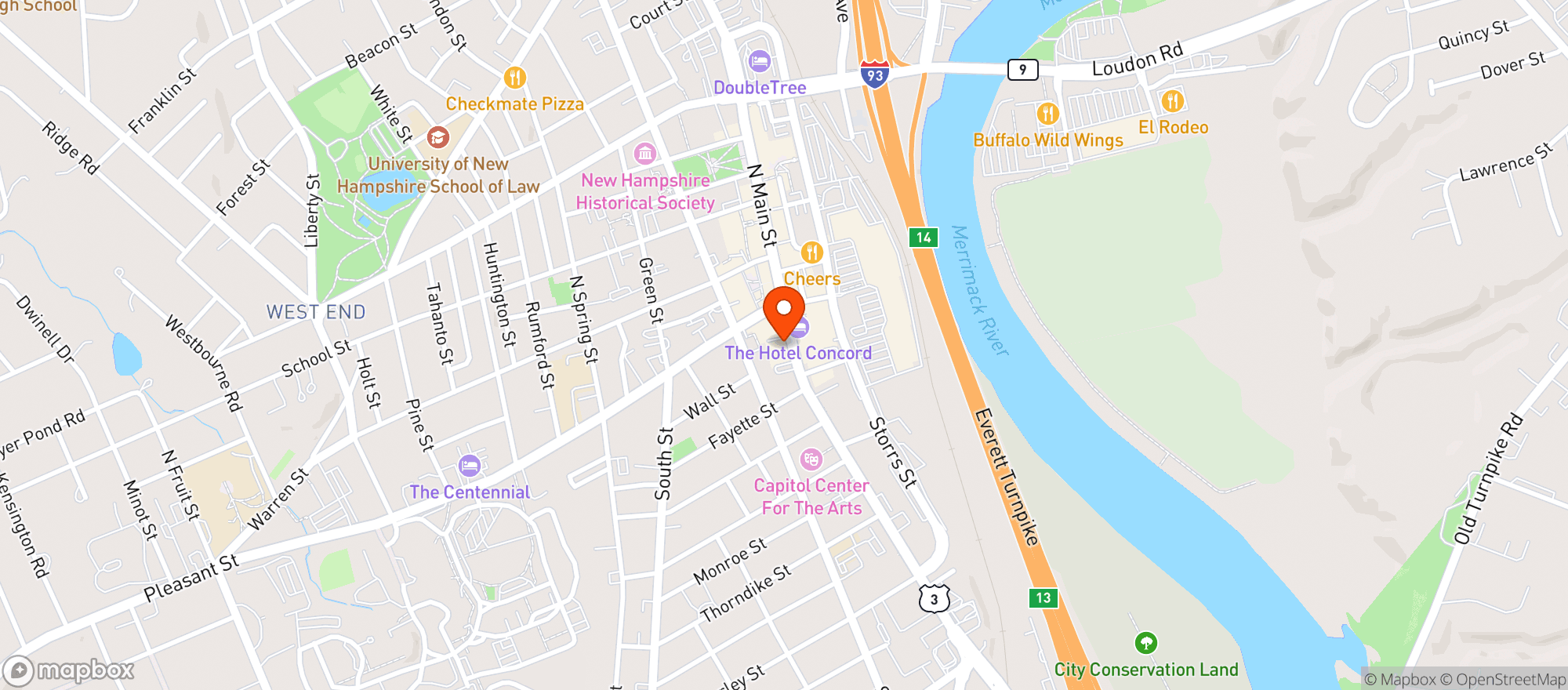 Map showing The Friendly Toast