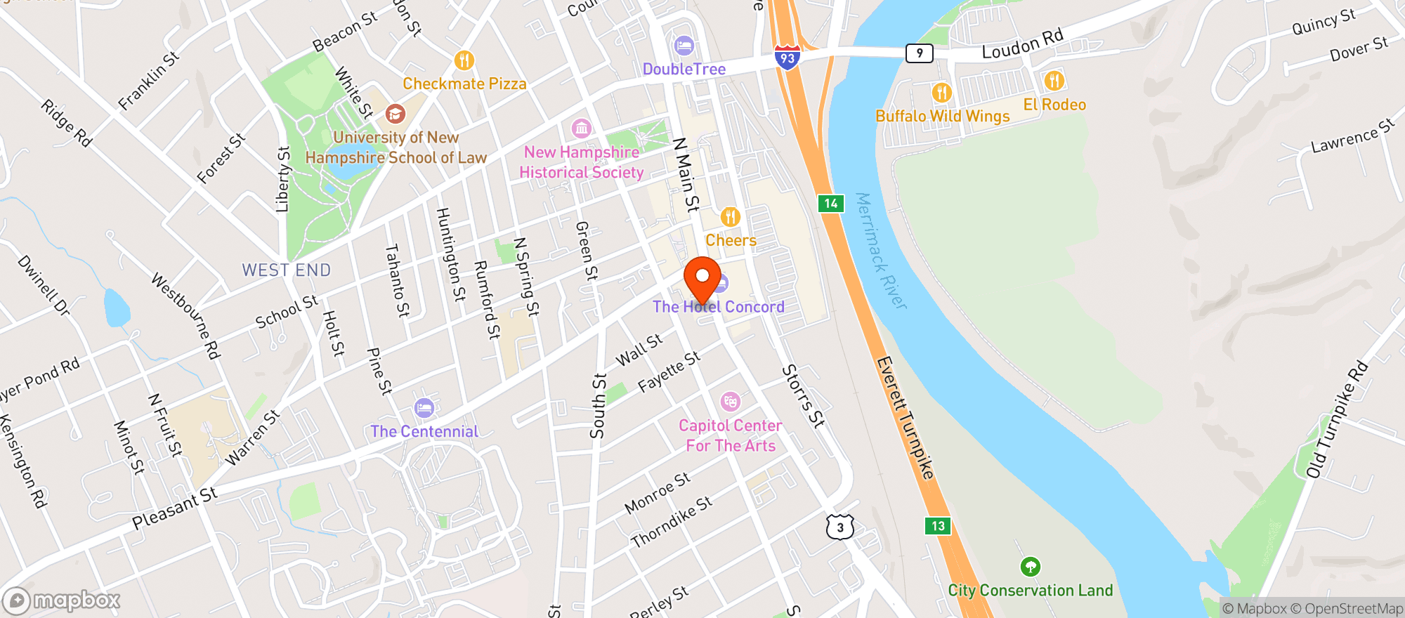Map showing Concord Food Co-op