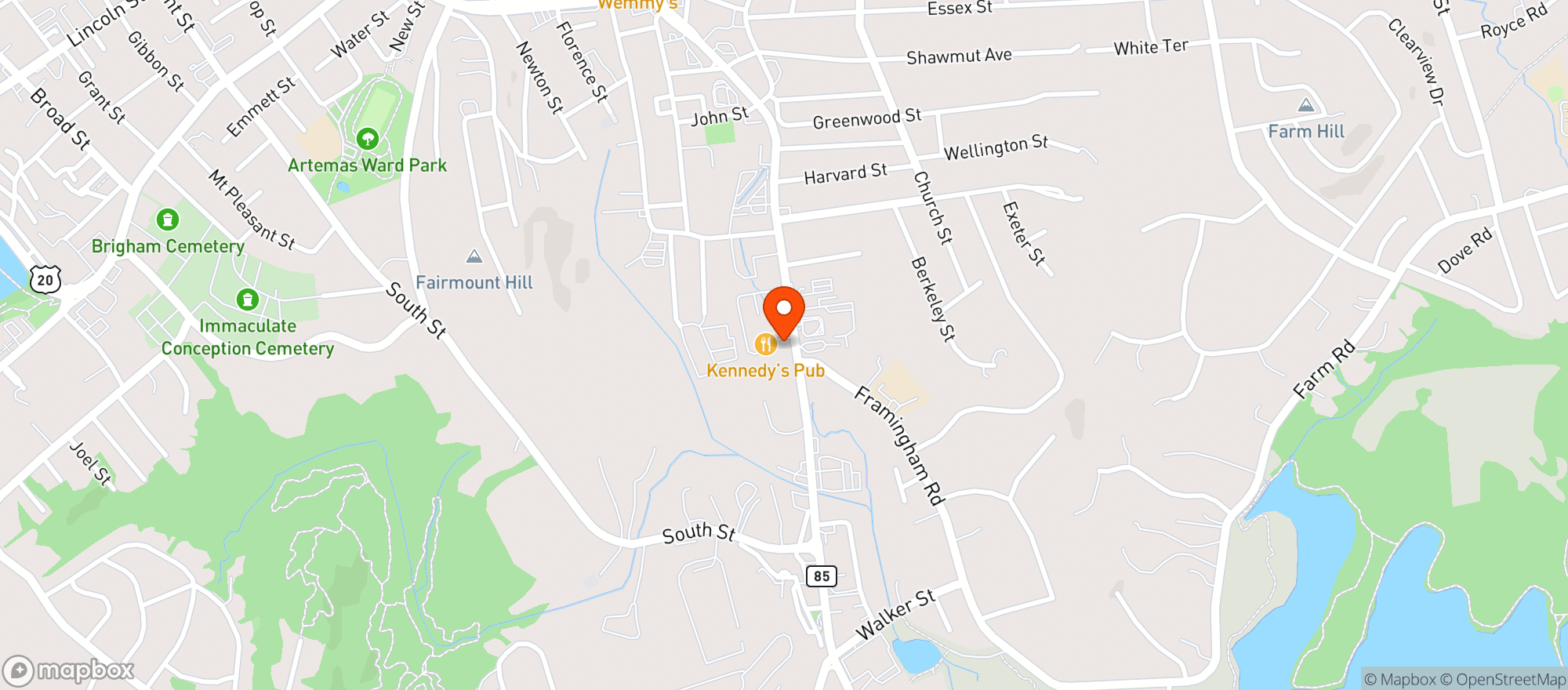 Map showing Kennedys Irish Pub