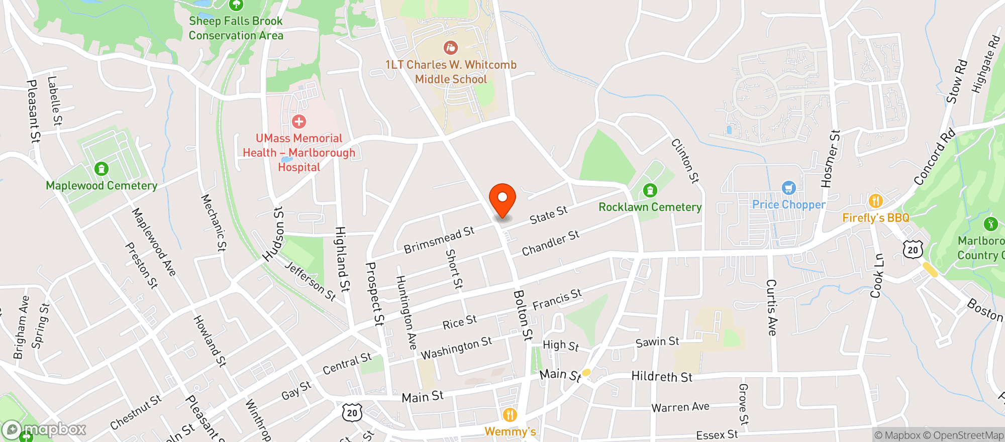 Map showing Bolton Street Liquors