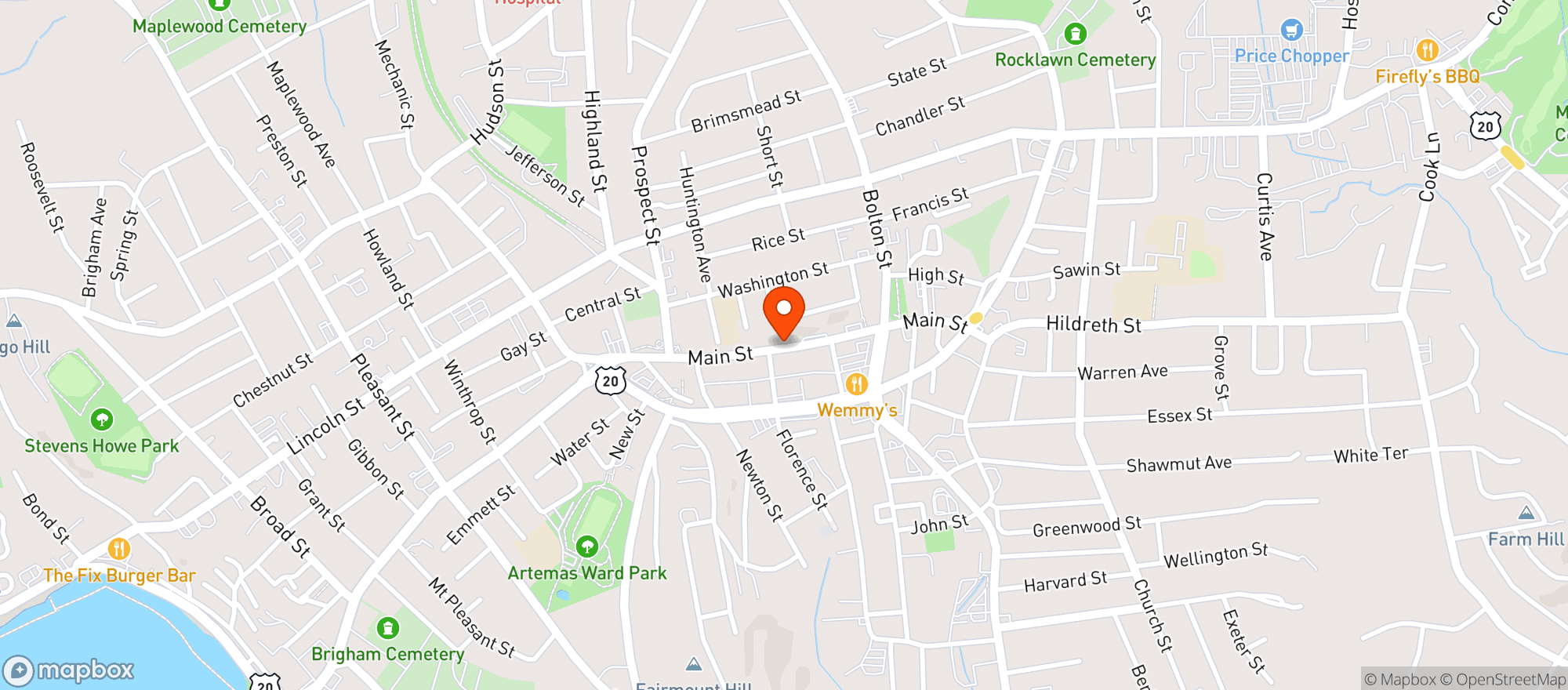 Map showing Welleys Restaurant