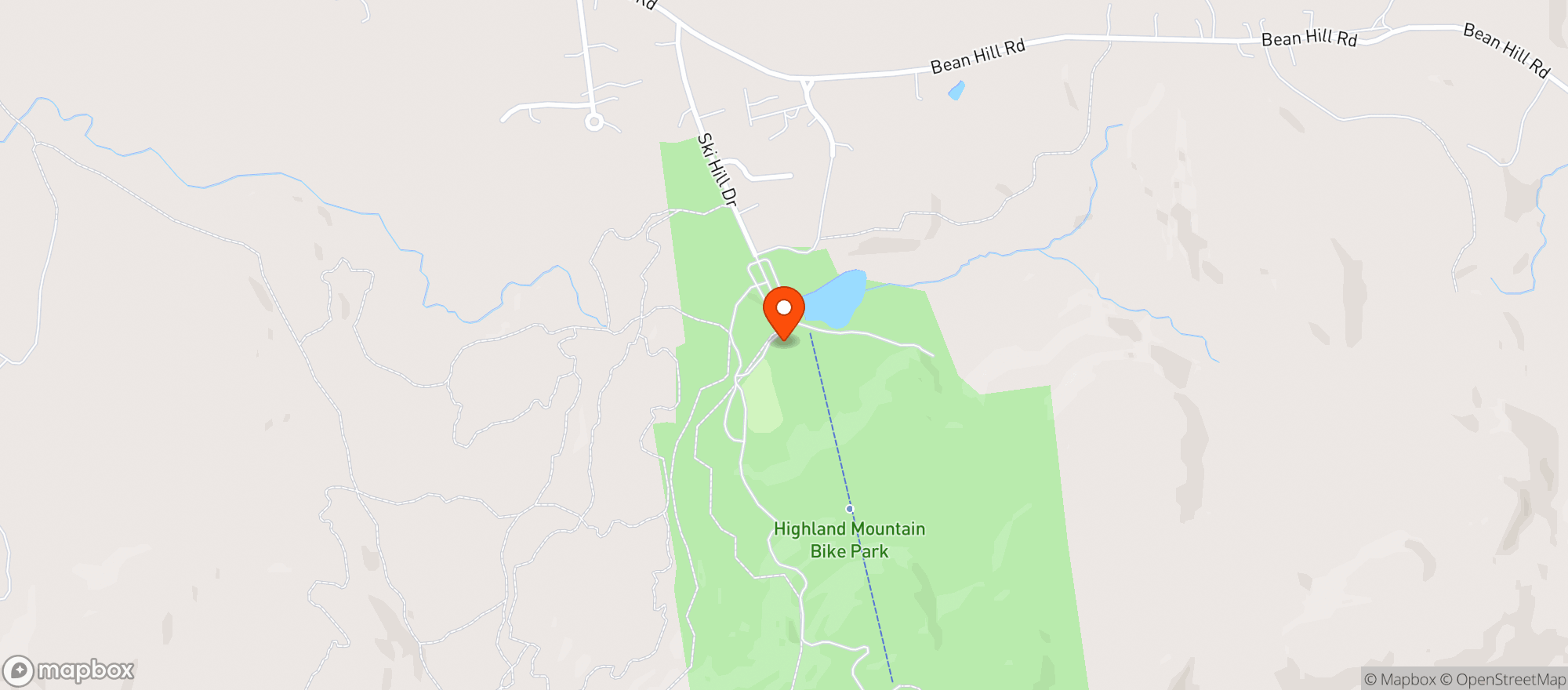Map showing Highland Mtn Bike Park