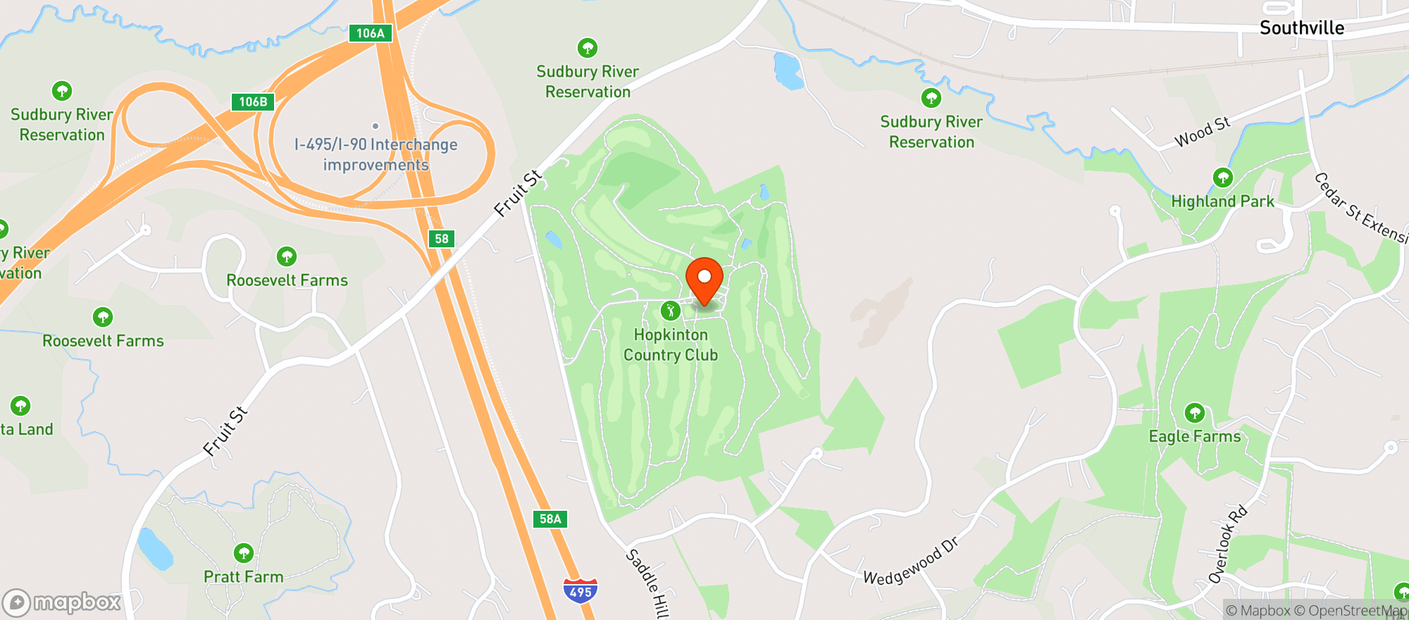 Map showing Hopkinton Country Club