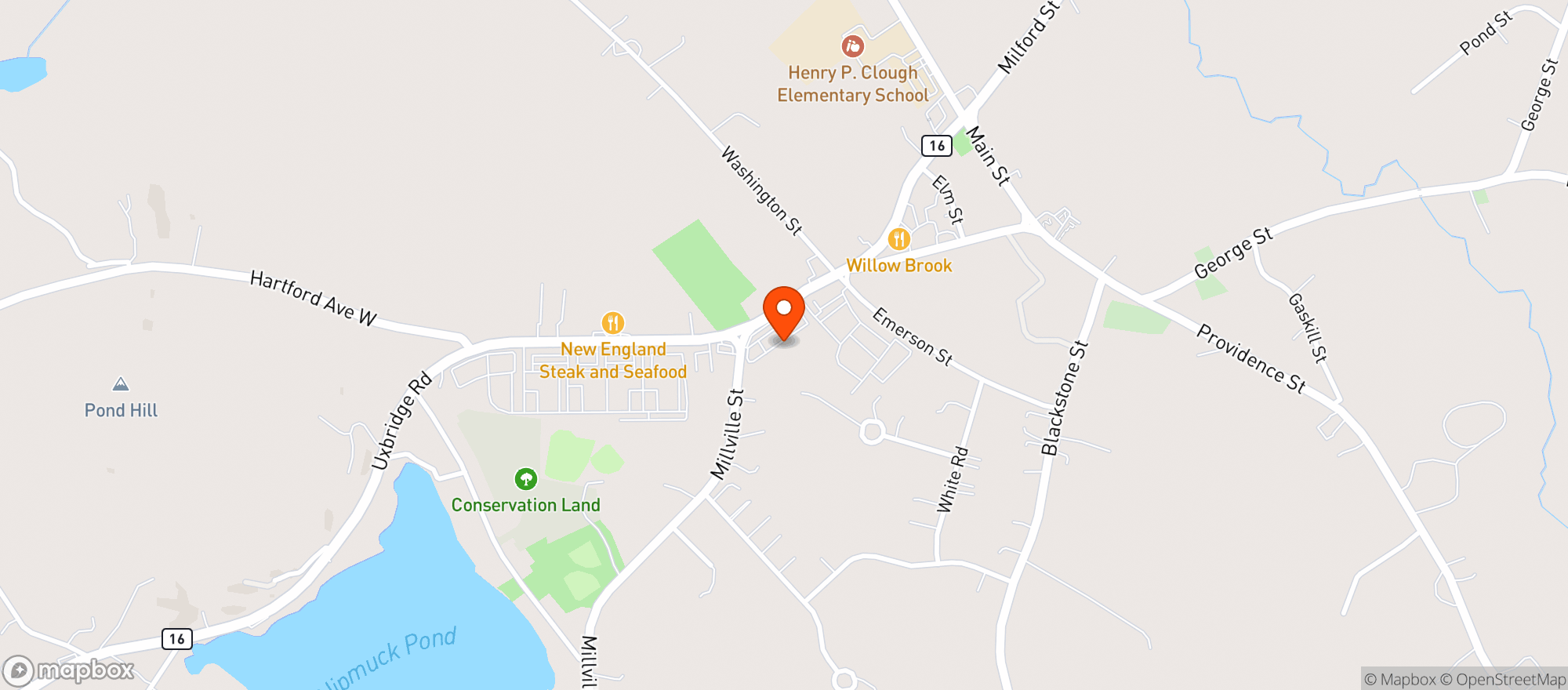 Map showing Mendon Wine & Spirits