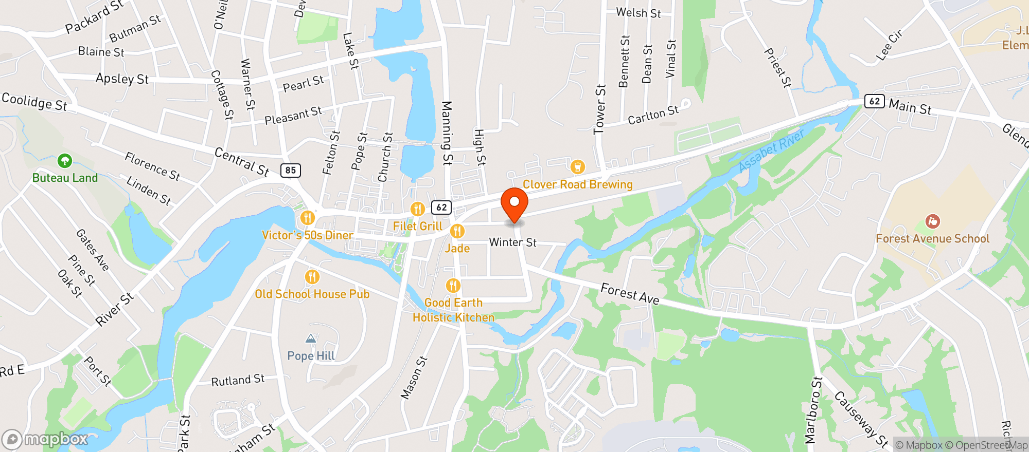 Map showing Highland Wine & Spirits